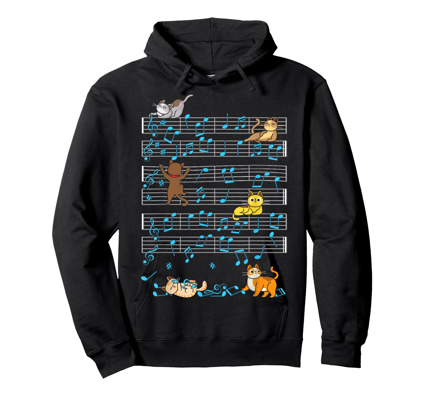 Funny Cat Playing Music Note Kitty Cute Musician Kitten Pet T-Shirt
