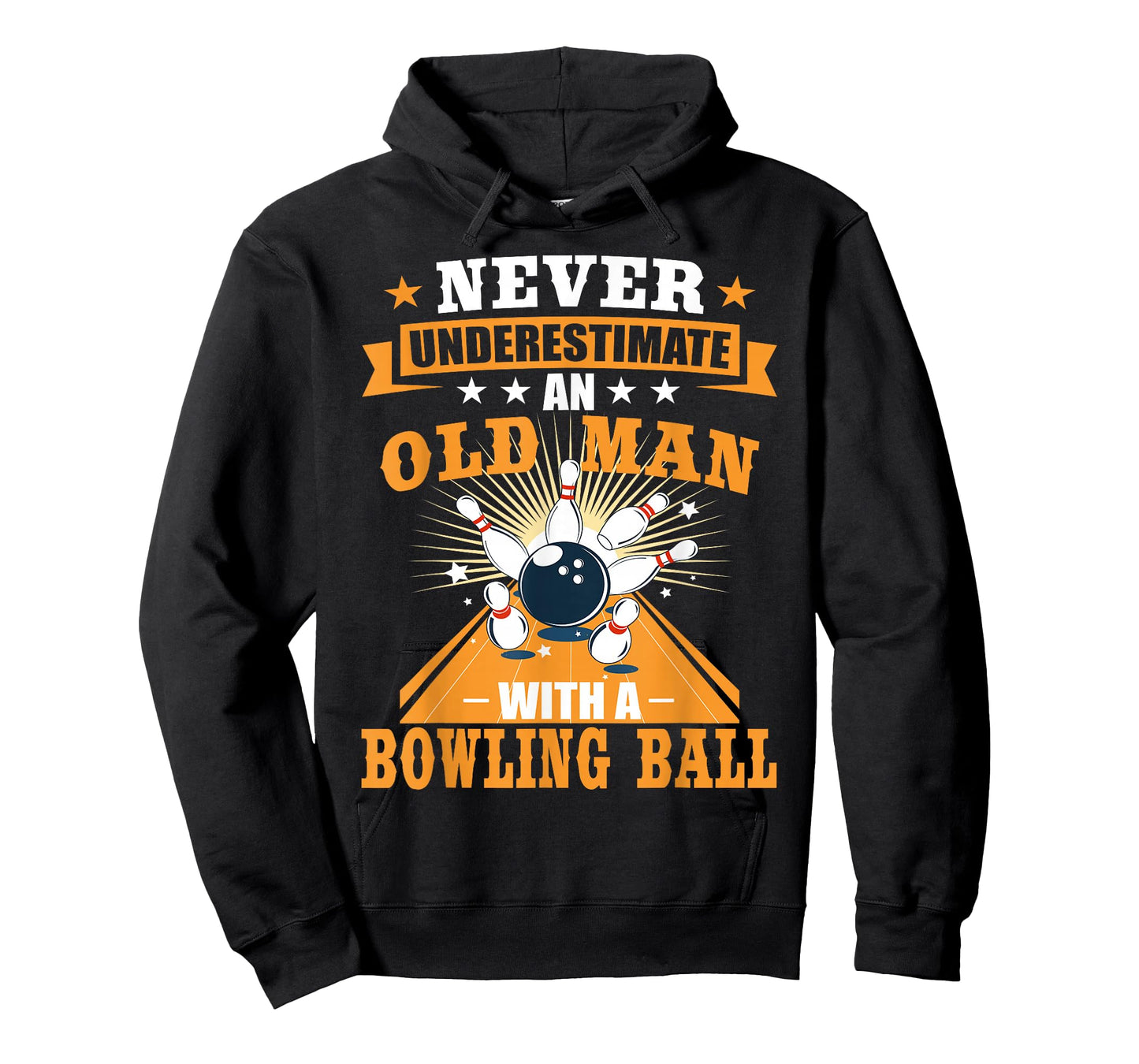 Never Underestimate Old Man Bowling Ball Mens Bowler Bowling T-Shirt