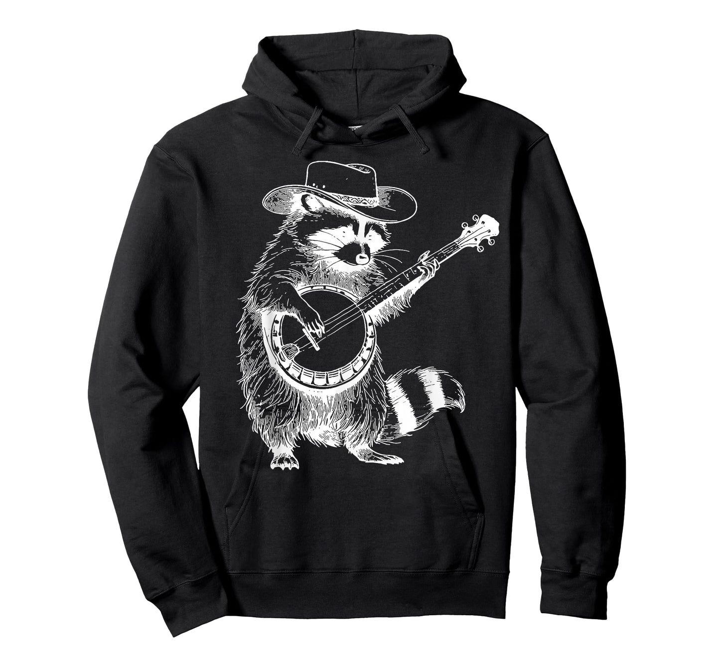 Vintage 90s Cowboy Racoon Playing Banjo Musician Western T-Shirt