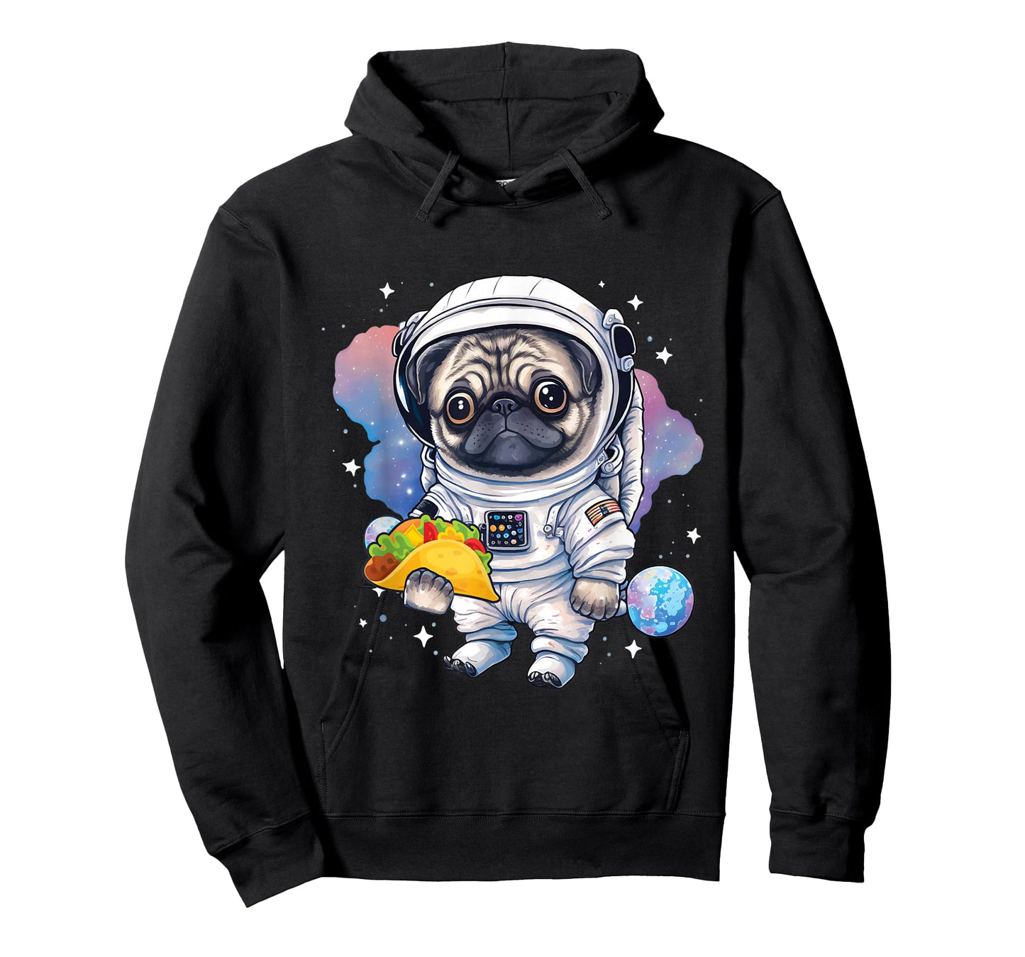 Astronaut Pug - Taco Lover Dog Owner Puppy Pet Trainer T-Shirt for Men Women Girls Kids