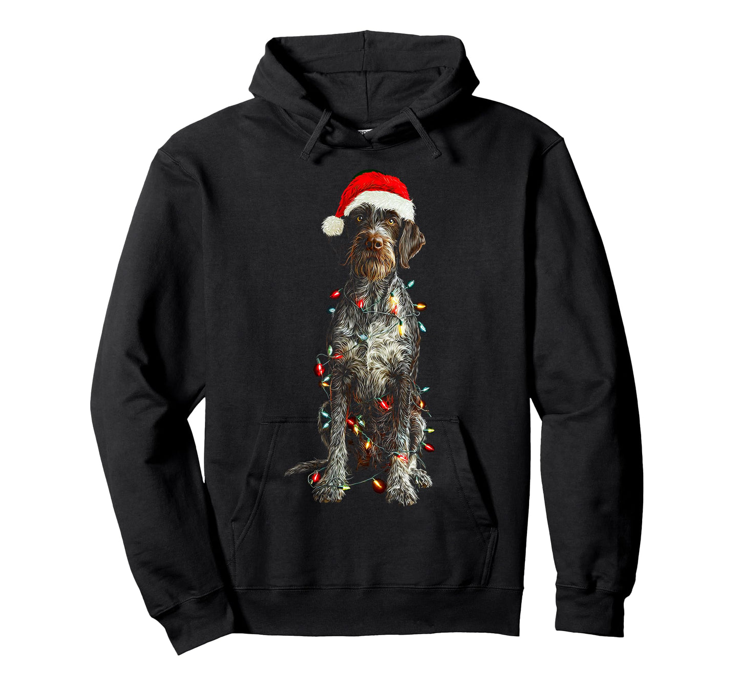 Funny German Wirehaired Pointer Christmas Graphic Dog Lights T-Shirt