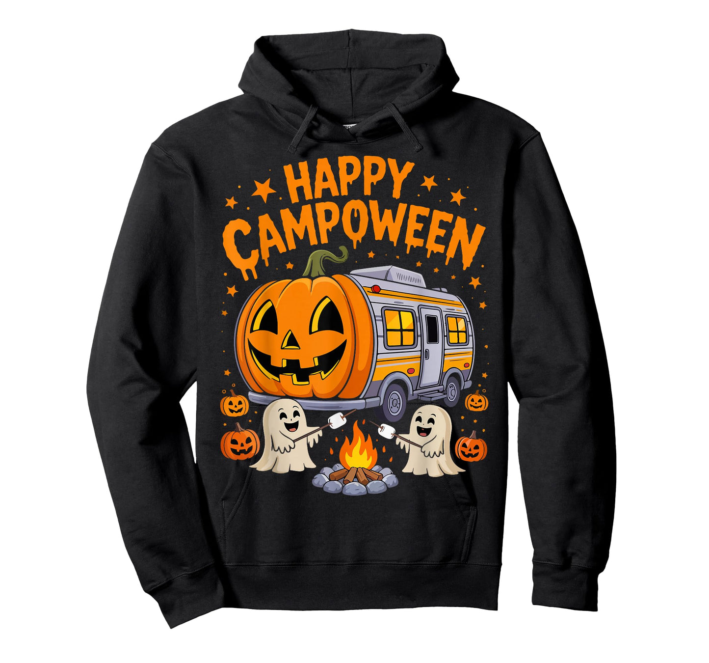 Happy Camp-O-Ween Halloween Camping Ghosts Campfires Retro T-Shirt