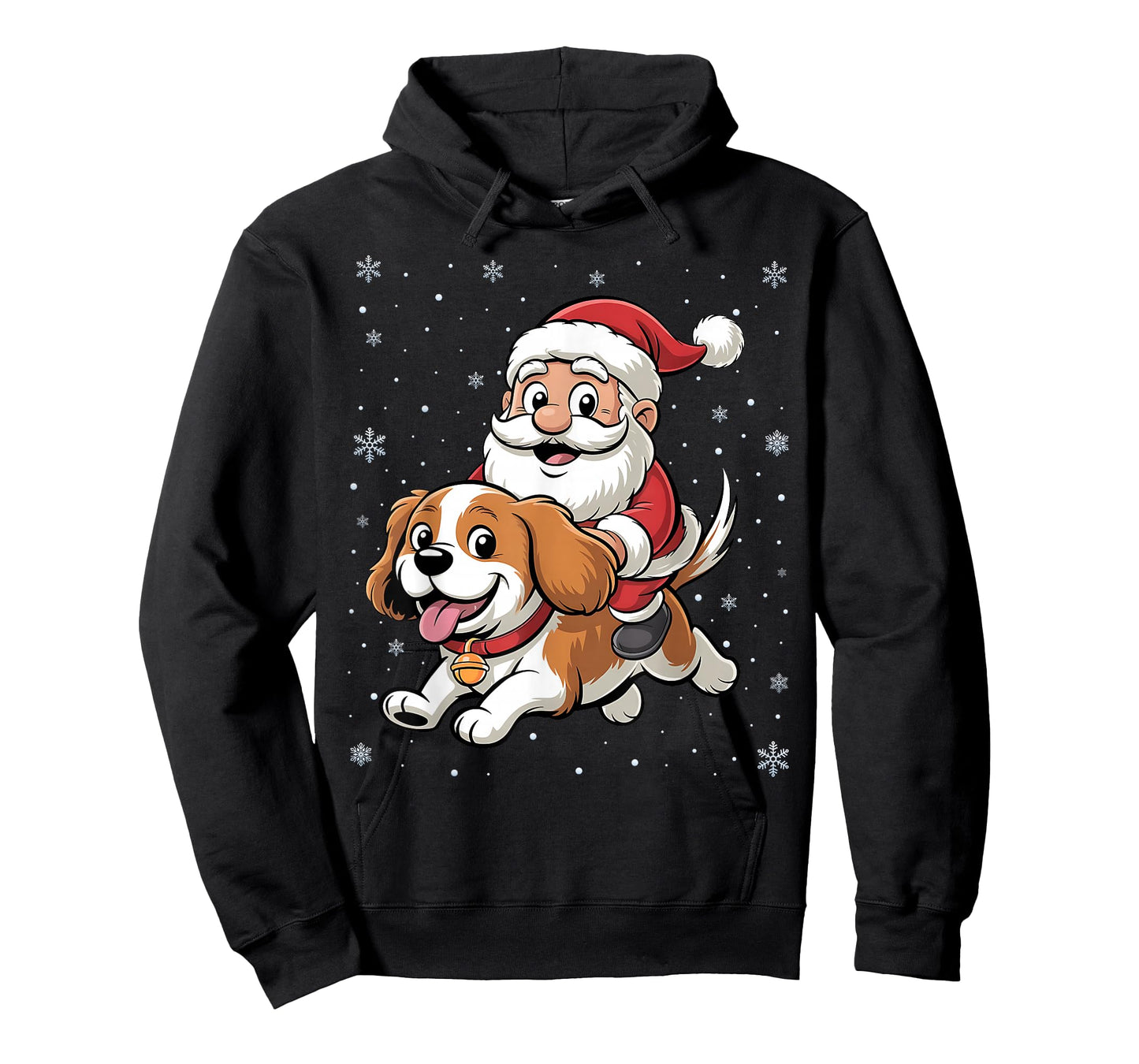 Santa Claus Riding Cavalier King Charles Spaniel Dog Xmas T-Shirt