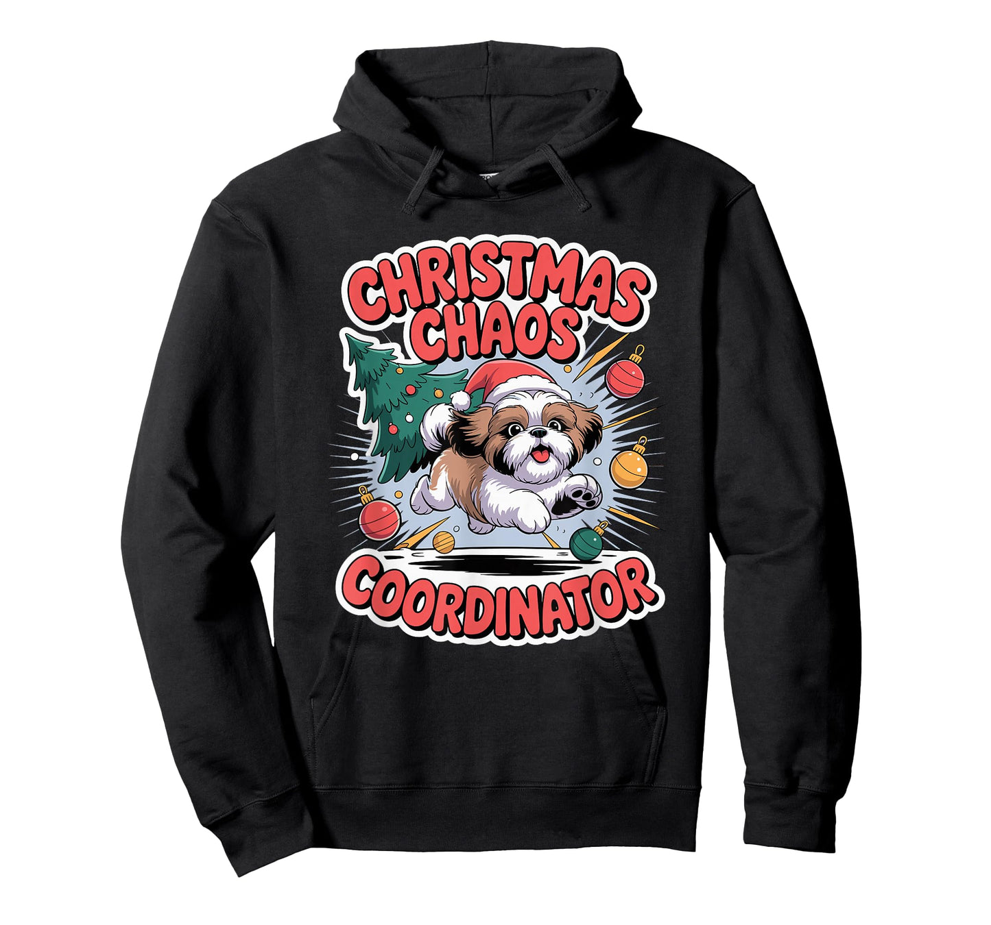 Christmas Chaos Coordinator Xmas Puppy Funny Shih Tzu T-Shirt