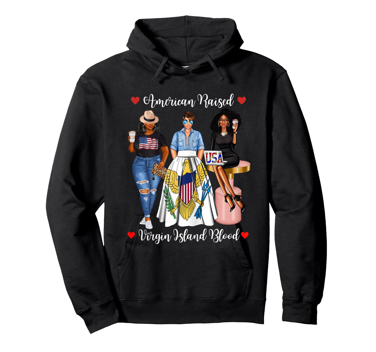 Half Usa Virgin Islands Half American Raised In Raised Afro T-Shirt
