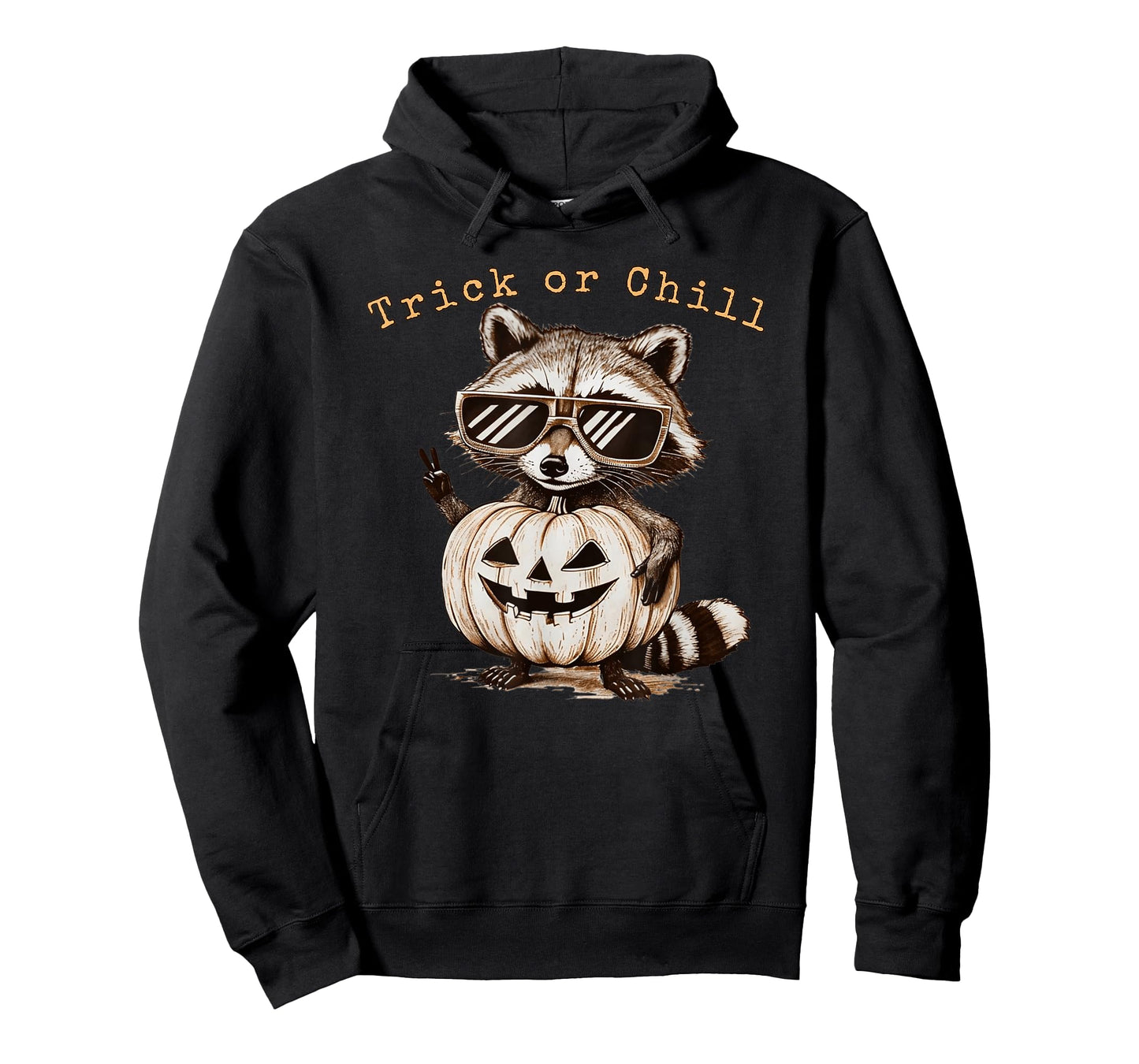 Trick or Chill Raccoon Halloween Pumpkin Costume Gift T-Shirt