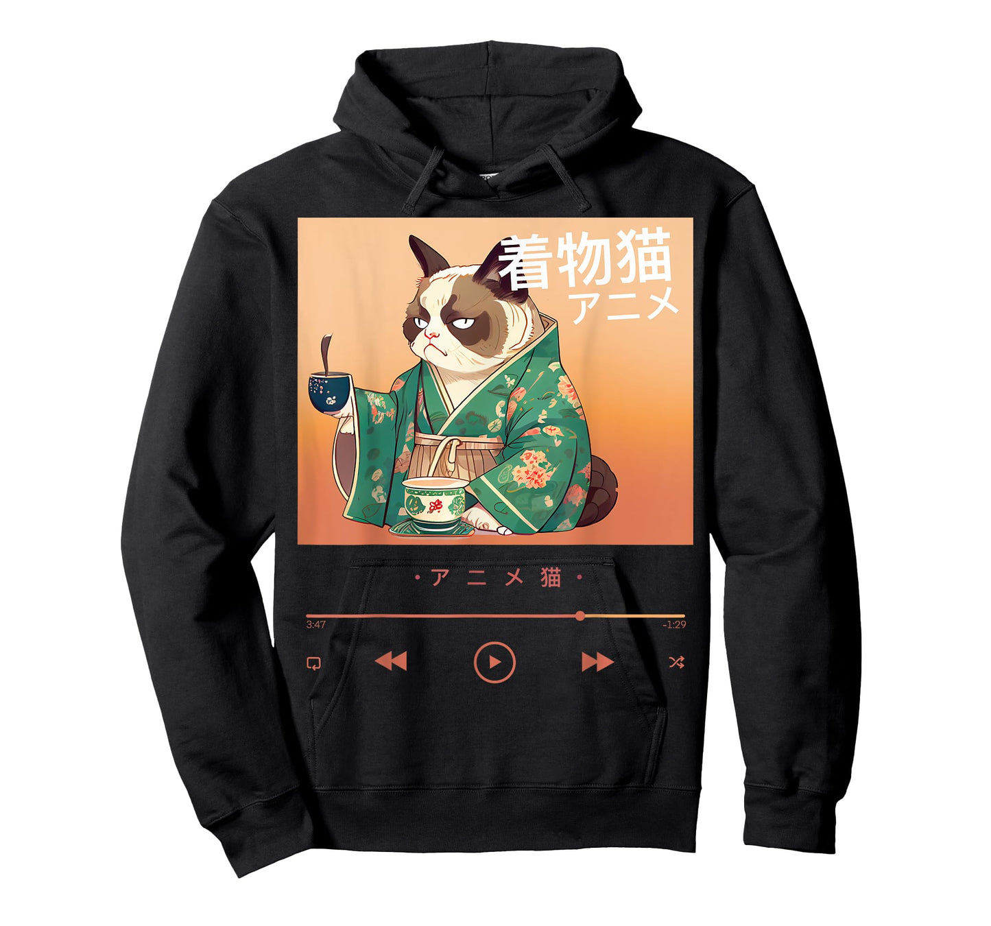 Cute Anime Cat in Colorful Japanese Outfit Men Women Kids T-Shirt