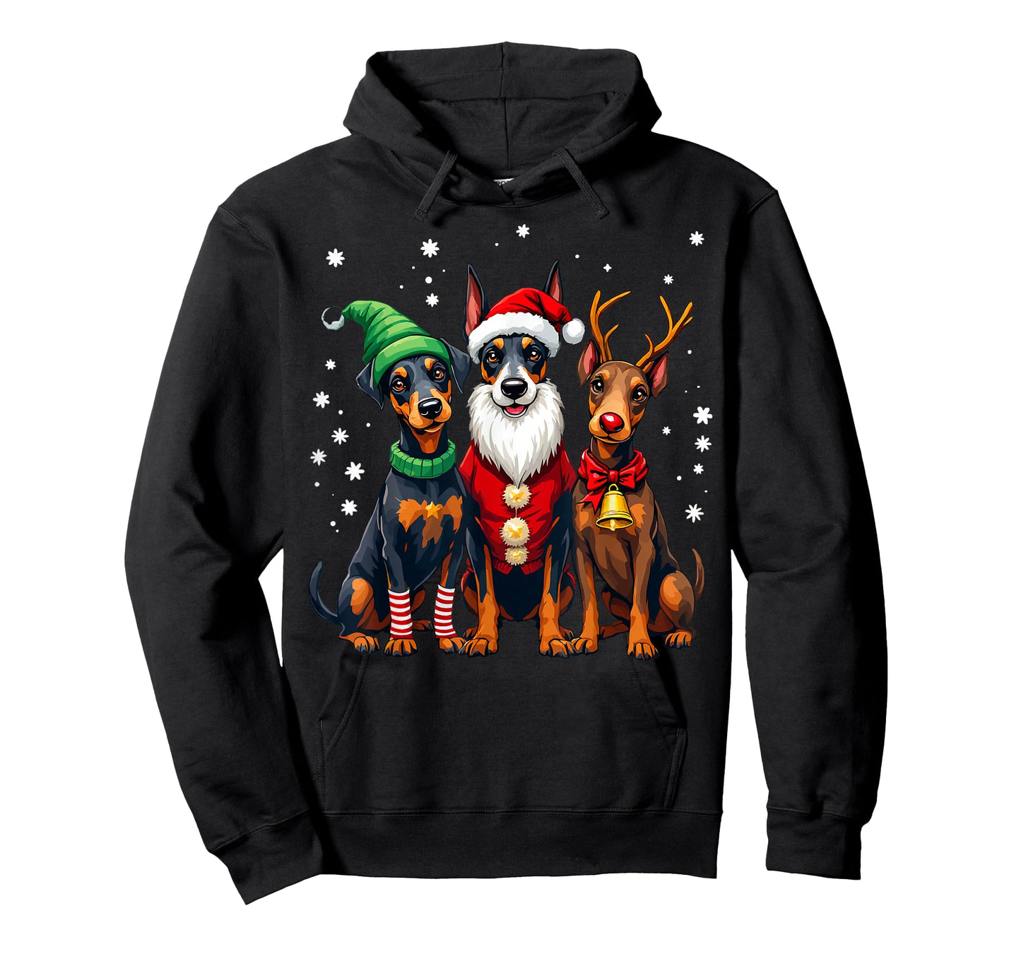 Doberman Pinscher Christmas Dogs Funny Santa Reindeer Elf T-Shirt