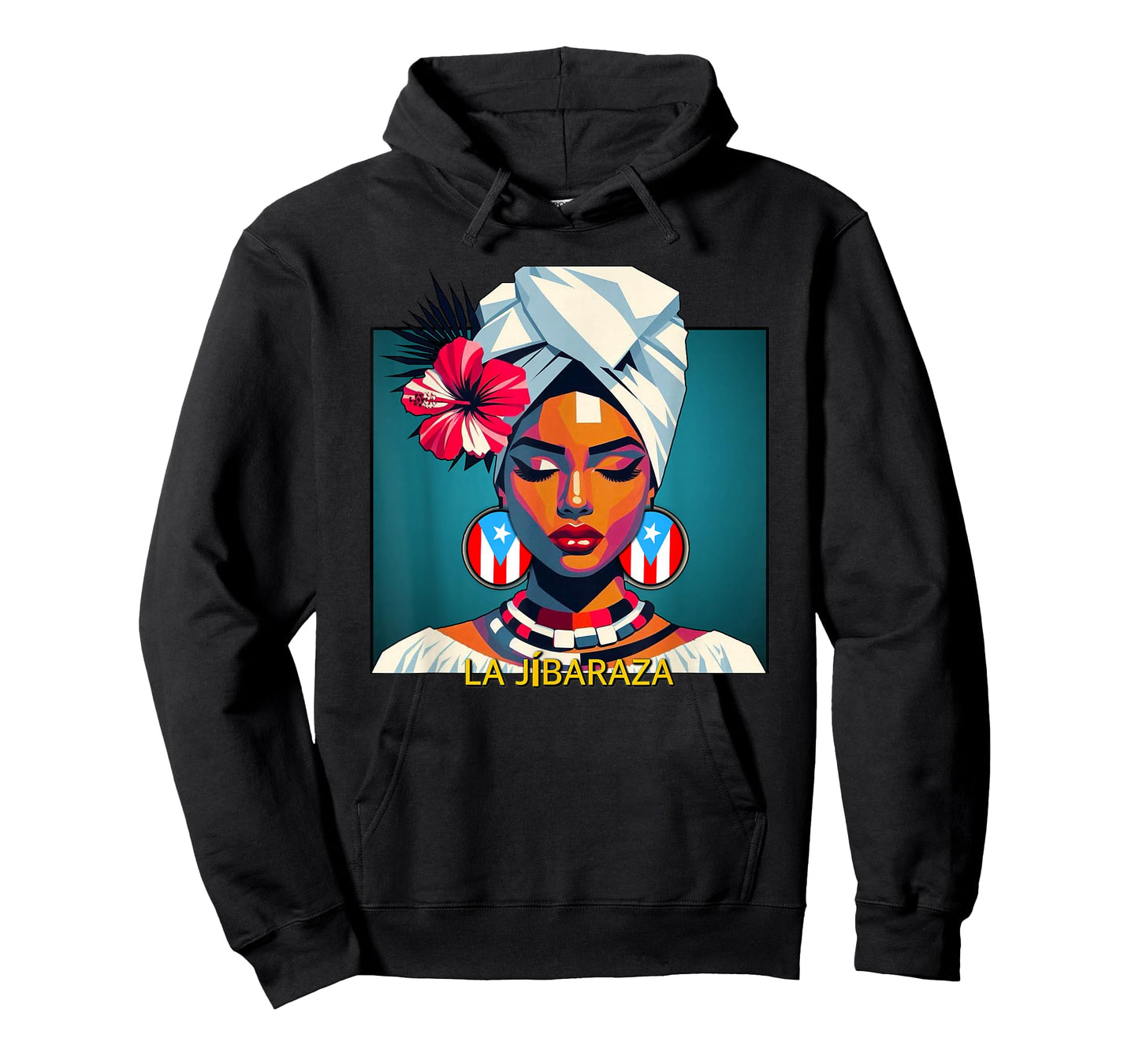 Jibaraza, Boricua Flag, Puerto Rican Jíbara Hibiscus Flower T-Shirt