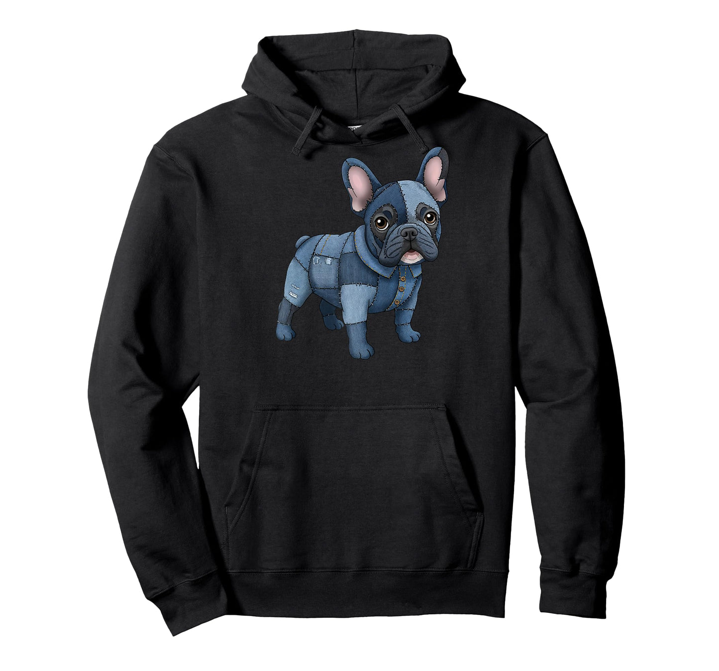 French Bulldog Pattern Patchwork Art Denim Frenchie Dog Raglan Baseball Tee