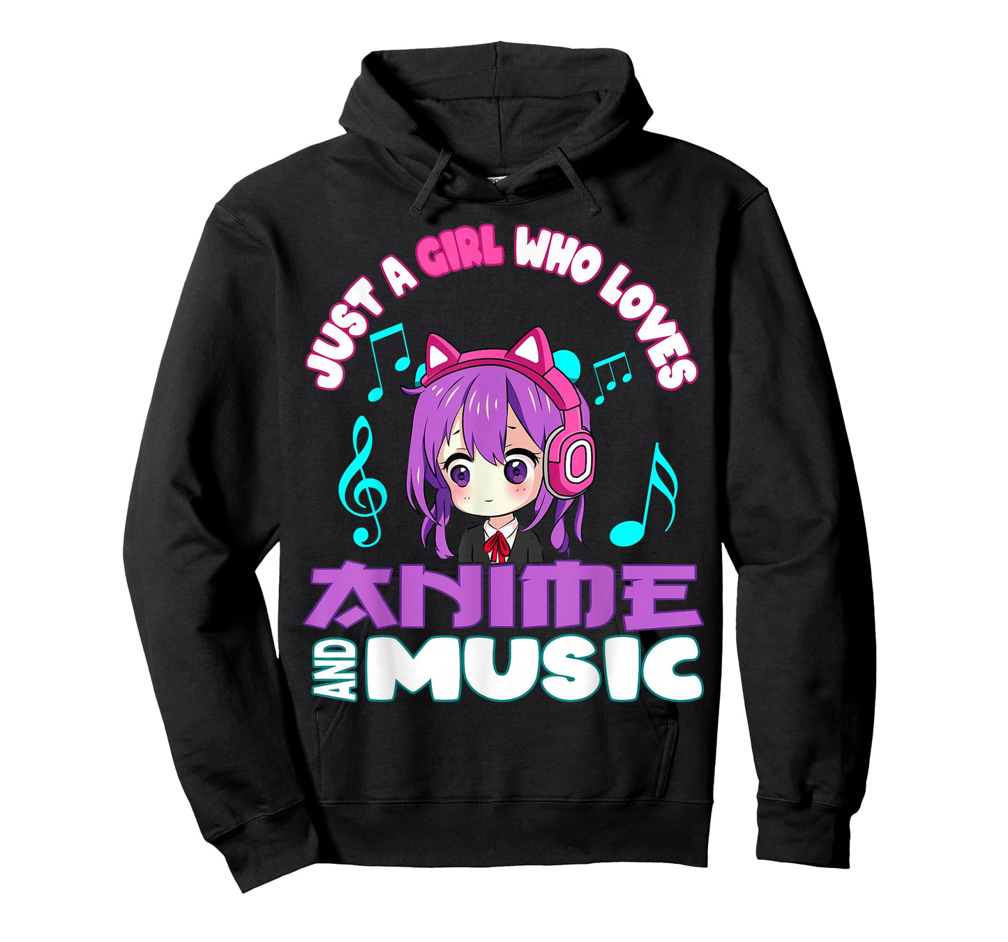 Anime and Music Girl for Teen cute chibi graphic T-Shirt