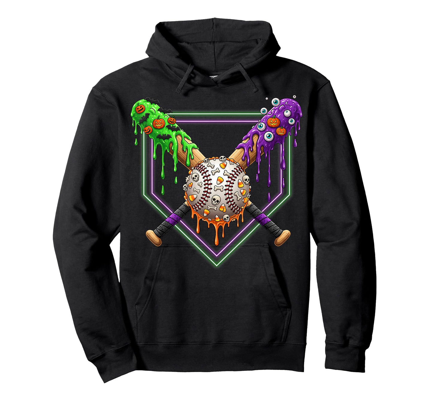 Spooky Baseball Ice Cream Drip Home Plate Dripping Halloween T-Shirt