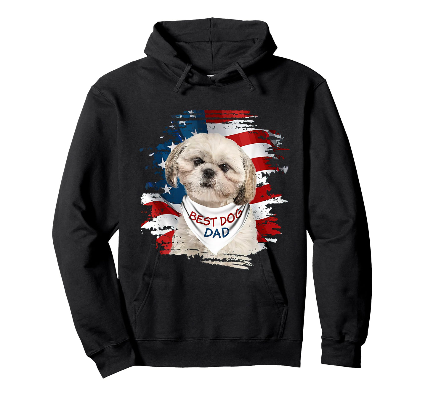 Best Shih Tzu Dad Ever American Flag Dog Father's Day Women Men T-Shirt