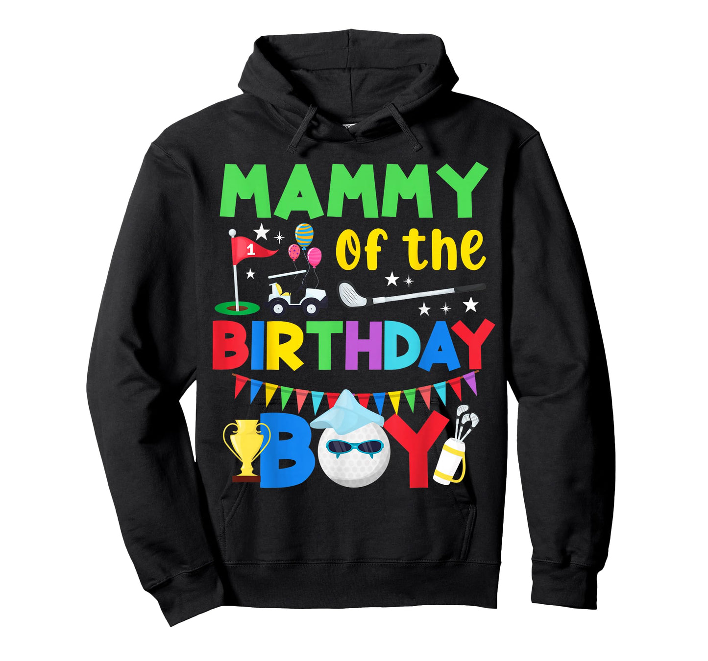 Golf Birthday Boy Party with Ball Cart Trophy for Mammy T-Shirt