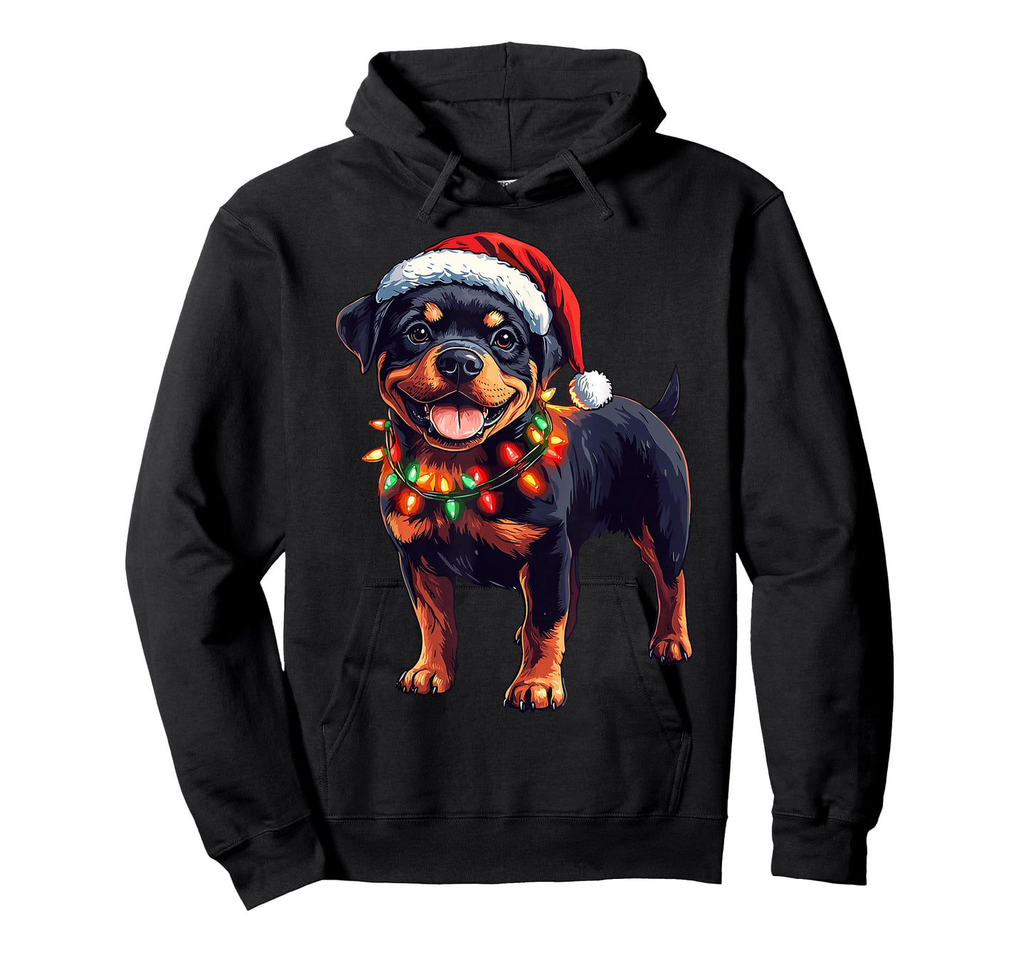Rottweiler Santa Christmas Tree Lights Xmas Rottie Pajama T-Shirt