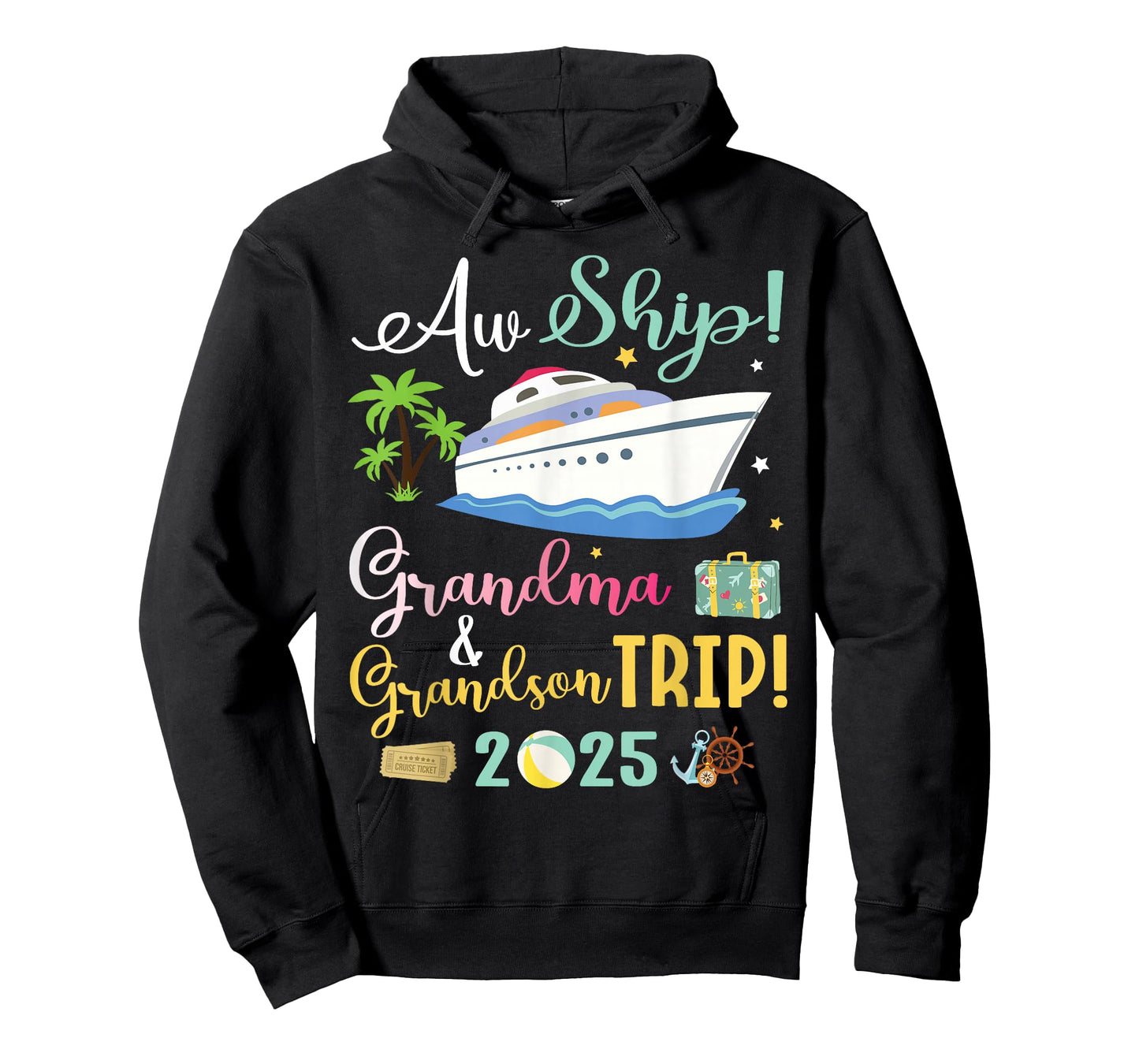 Aw Cruise Ship Grandma & Grandson Trip 2025 Family Vacation T-Shirt
