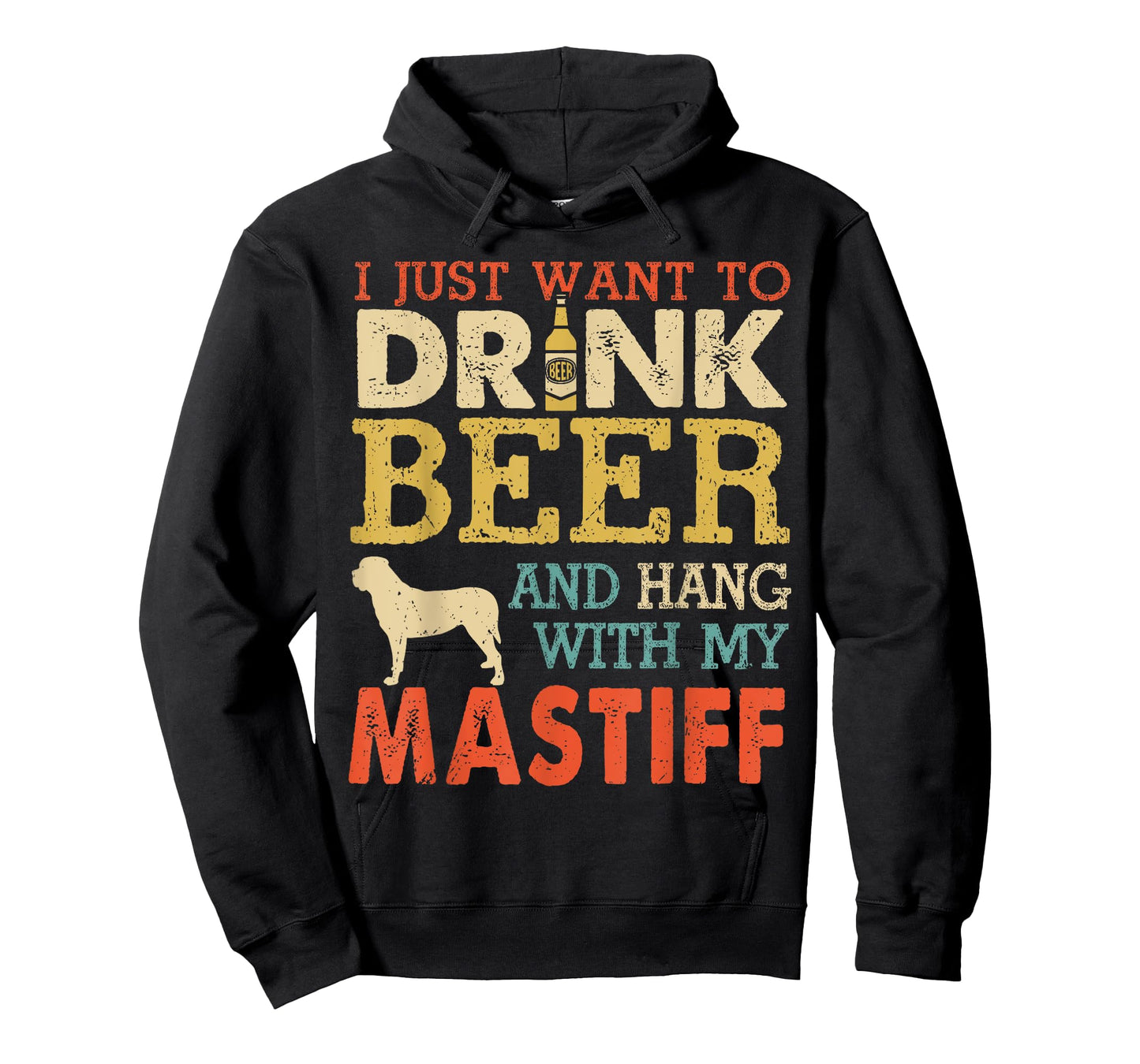 Mastiff Dad Drink Beer Hang With Dog Funny Men Vintage T-Shirt