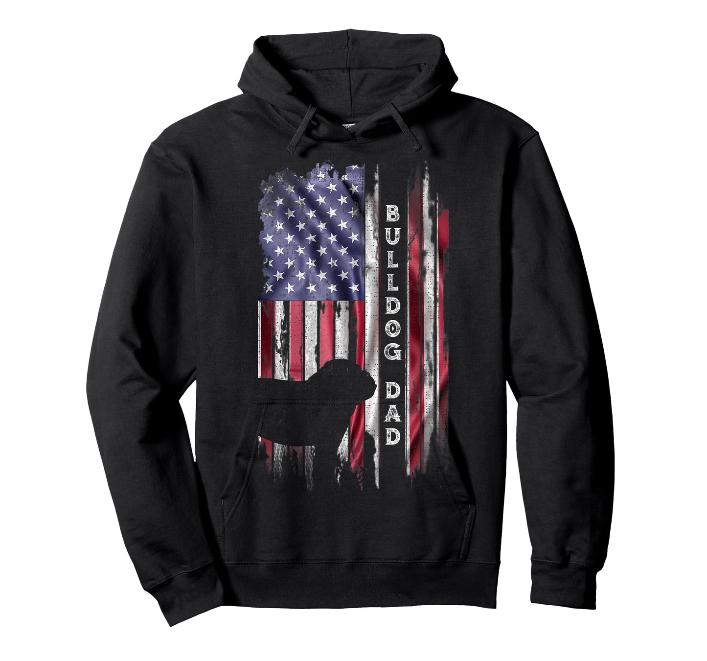 Vintage USA Flag Proud English Bulldog Dad Silhouette T-Shirt for Women Kids Men