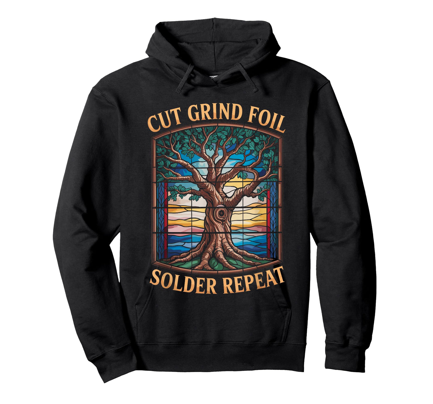 Cut Grind Foil Solder Repeat, Mosaic Art Window Hanging T-Shirt