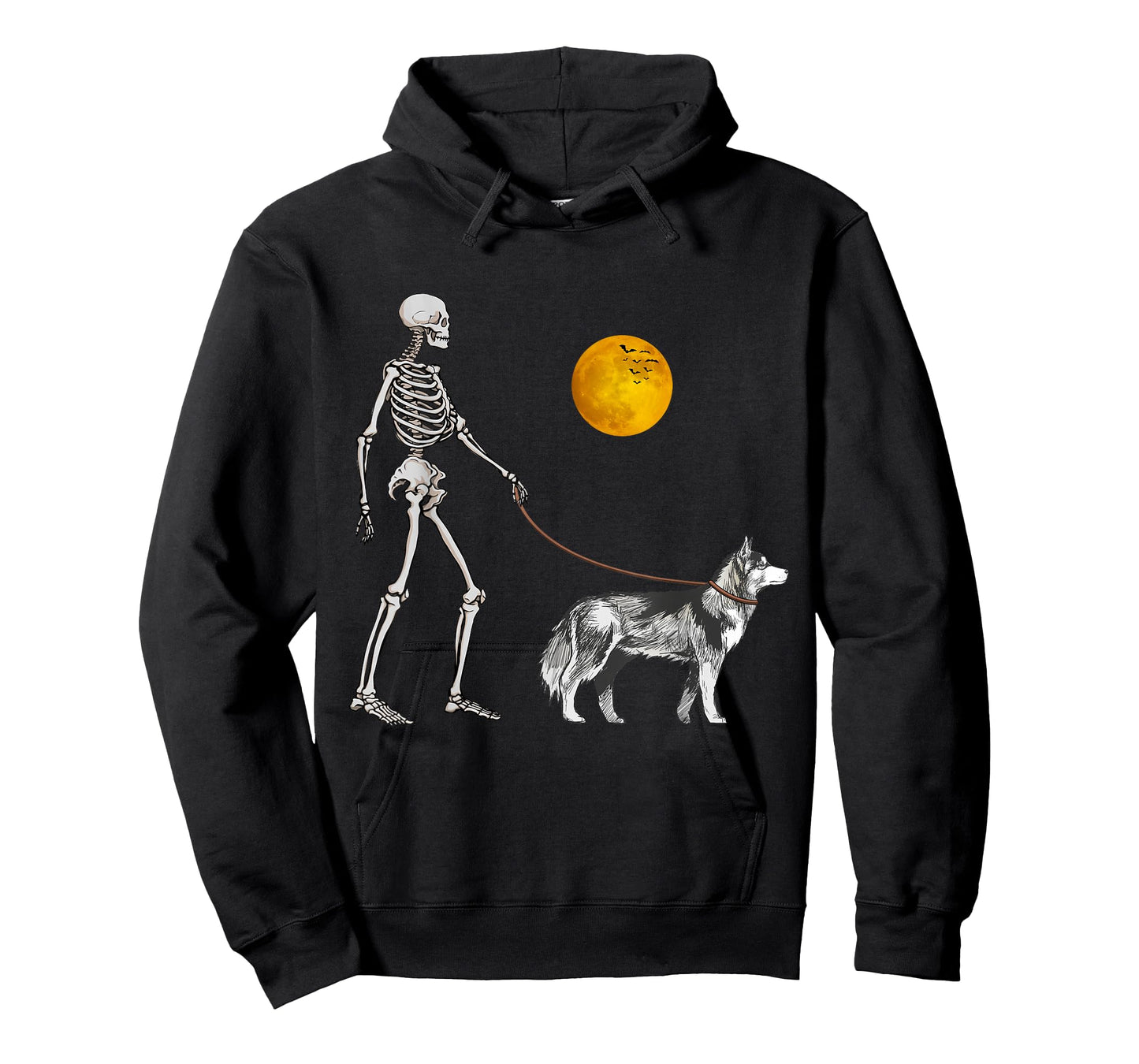 Siberian Husky Skeleton Dog Walking Halloween Costume T-Shirt