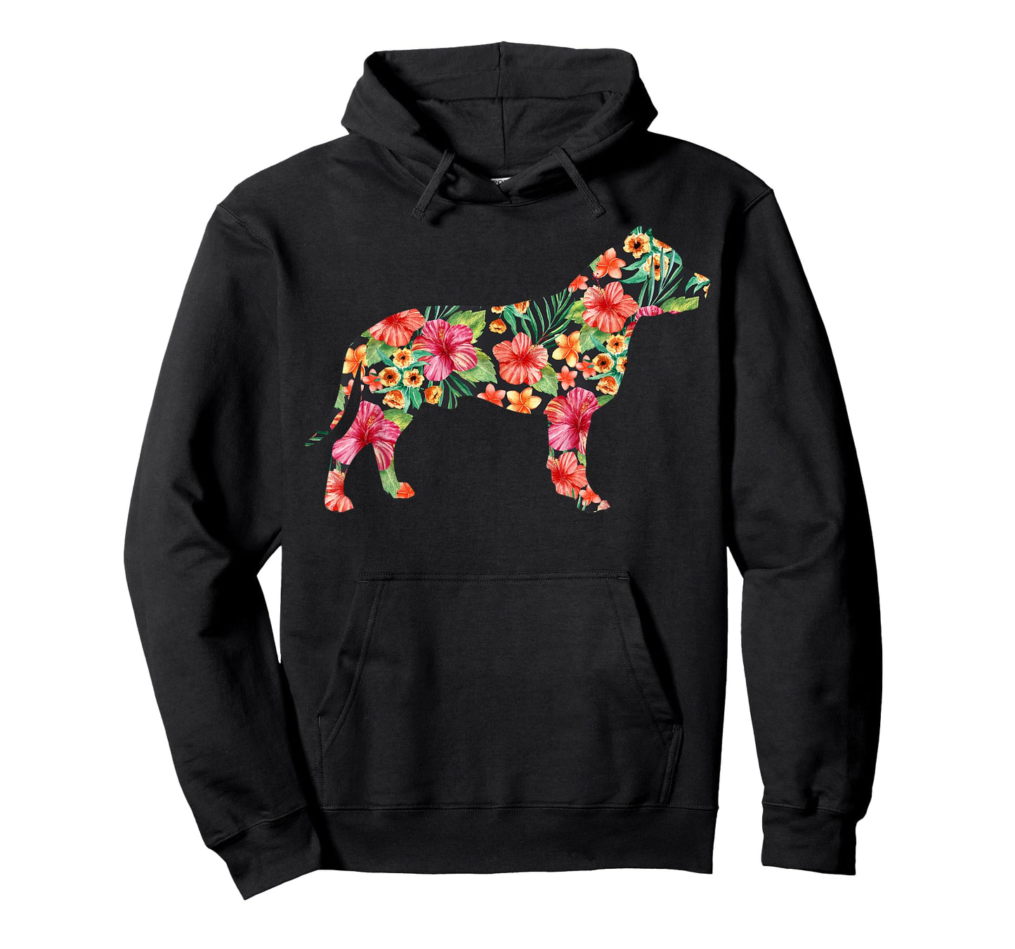 Pit Bull Flower Funny Dog Silhouette Floral Gifts Women Men T-Shirt