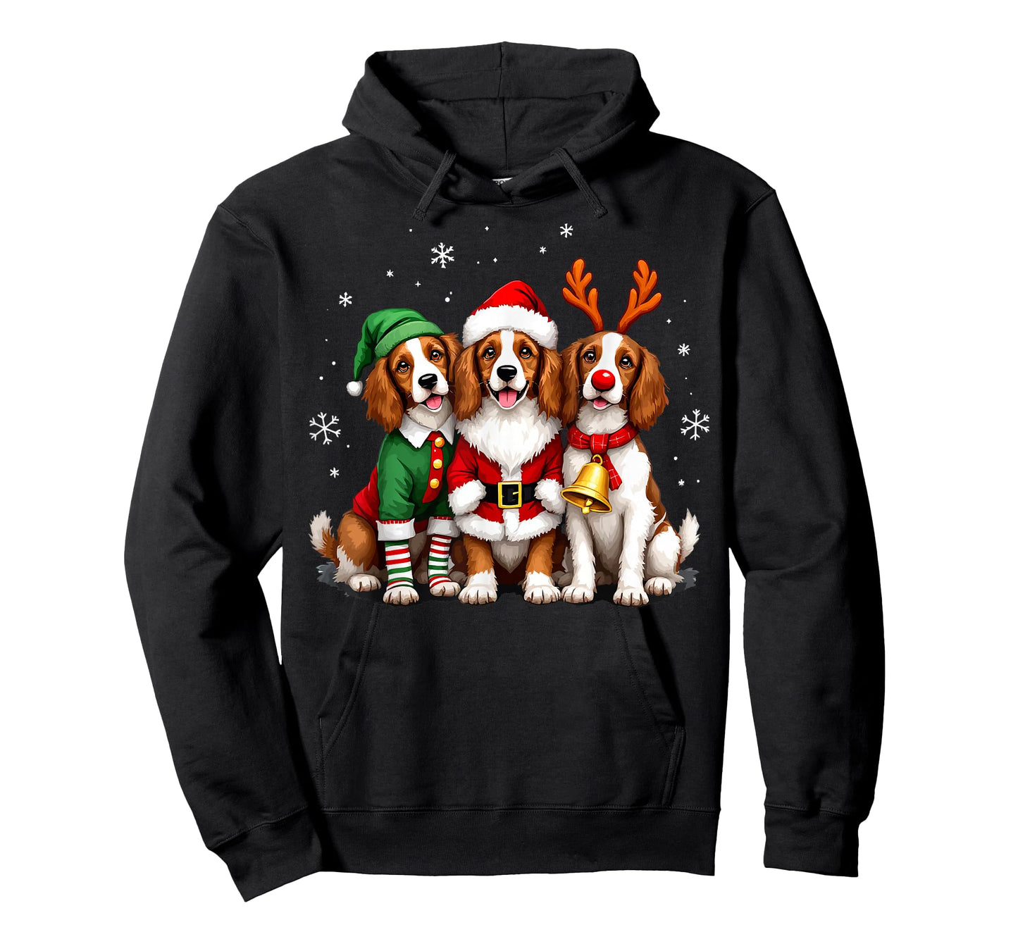 Brittany Spaniel Christmas Dogs Funny Santa Reindeer Elf T-Shirt