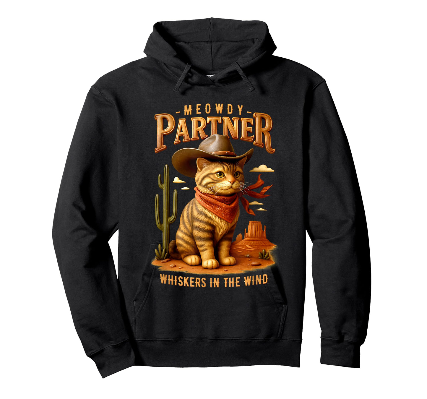 Meowdy Partner Whiskers In Wind Western Cowboy Cat Rodeo T-Shirt