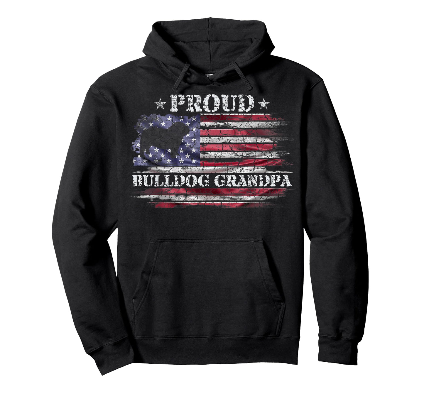 Vintage USA Flag Proud English Bulldog Grandpa Silhouette Women Kids Men T-Shirt
