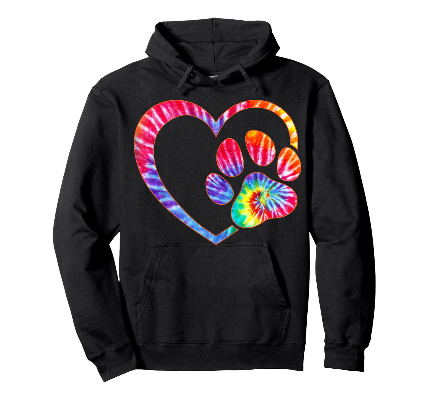 Cute Tie Dye Dog Paw Love Heart Print Colorful Pet Dog Lover T-Shirt