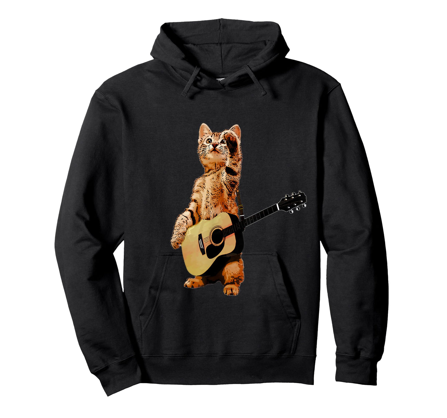 Cat Playing Acoustic Guitar Cool Musician Guitarist Men Women T-Shirt