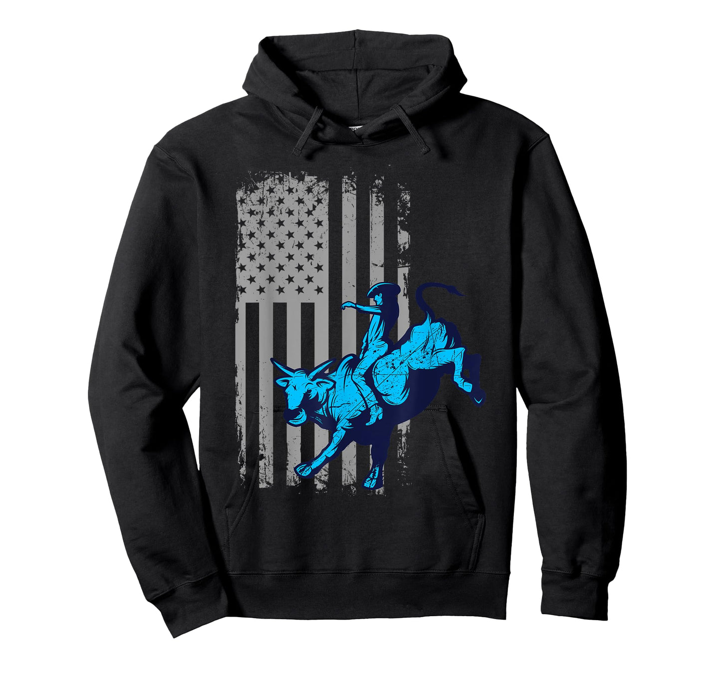 Vintage American Flag Bucking Bull Riding Patriotism Rodeo Women Kids Men T-Shirt