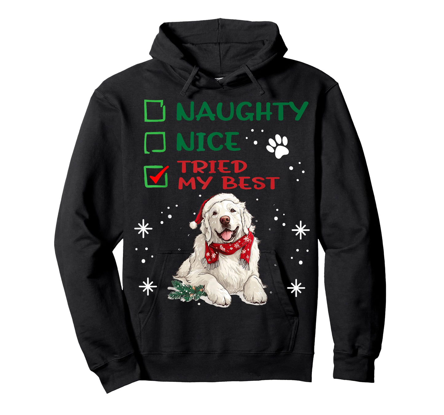 Cute Great Pyrenees Dog Christmas Naughty Nice Tried my Best T-Shirt