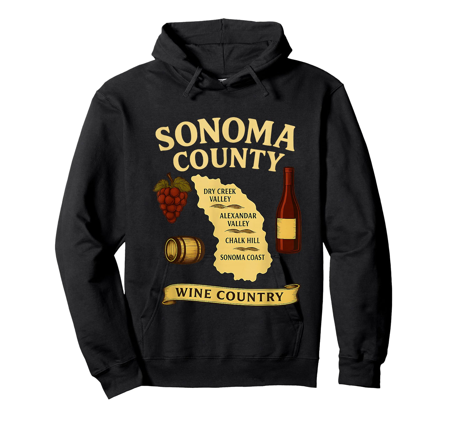 Sonoma County Wine Country Map California Vineyard T-Shirt