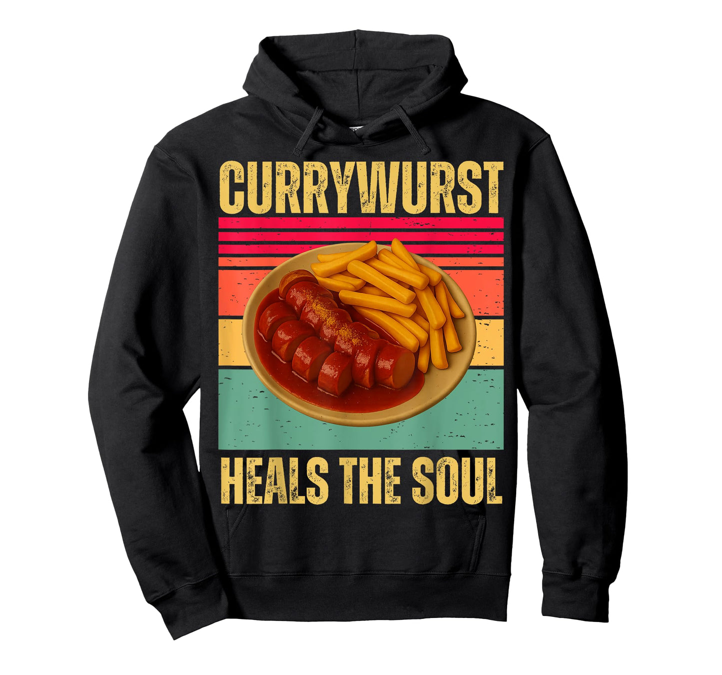 Currywurst Heals The Soul Funny Retro German Food Pun Foodie T-Shirt