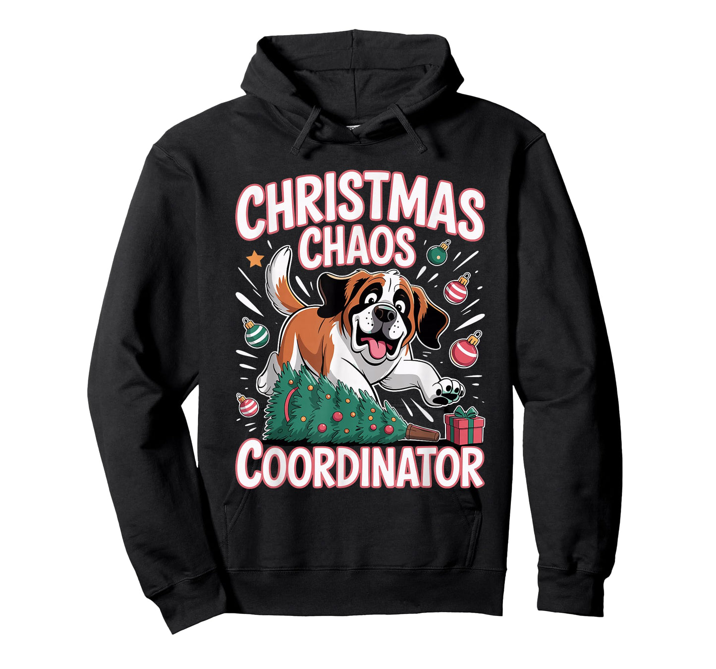 Christmas Chaos Coordinator Xmas Puppy Funny Saint Bernard T-Shirt