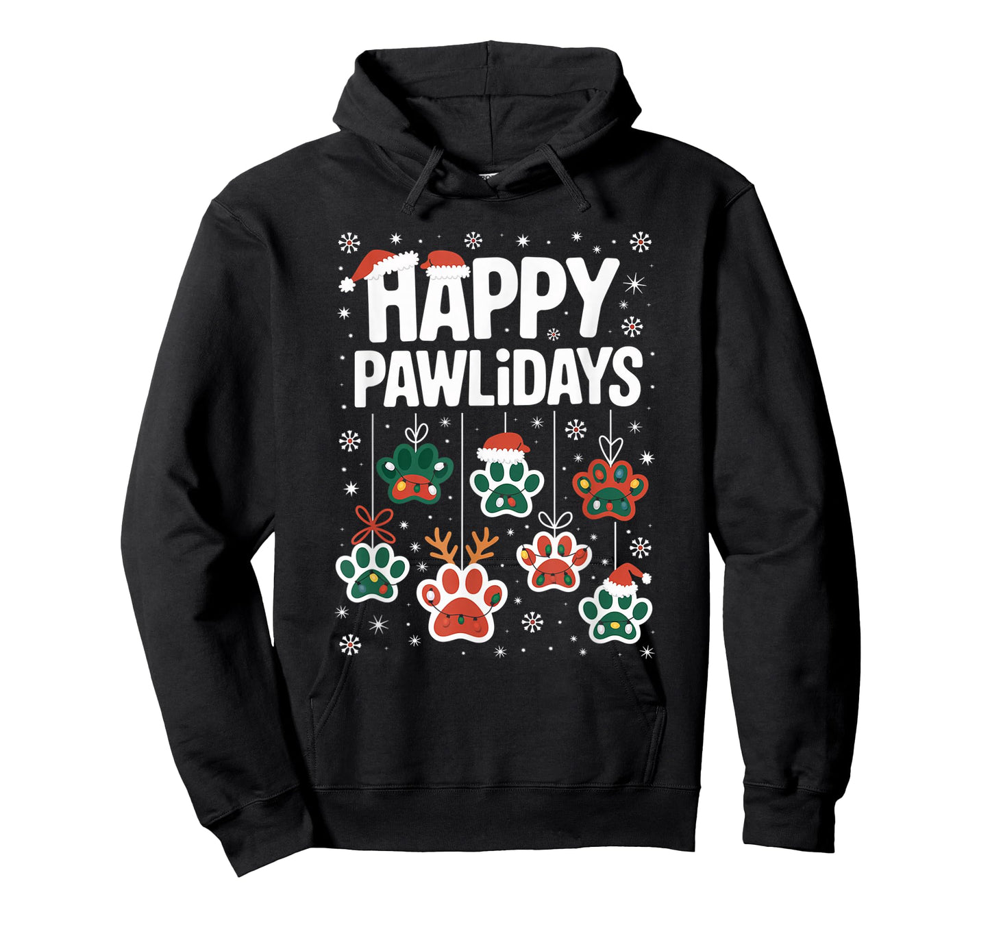 Funny Happy Pawlidays Christmas Dog Paw Xmas Dogs Lovers T-Shirt