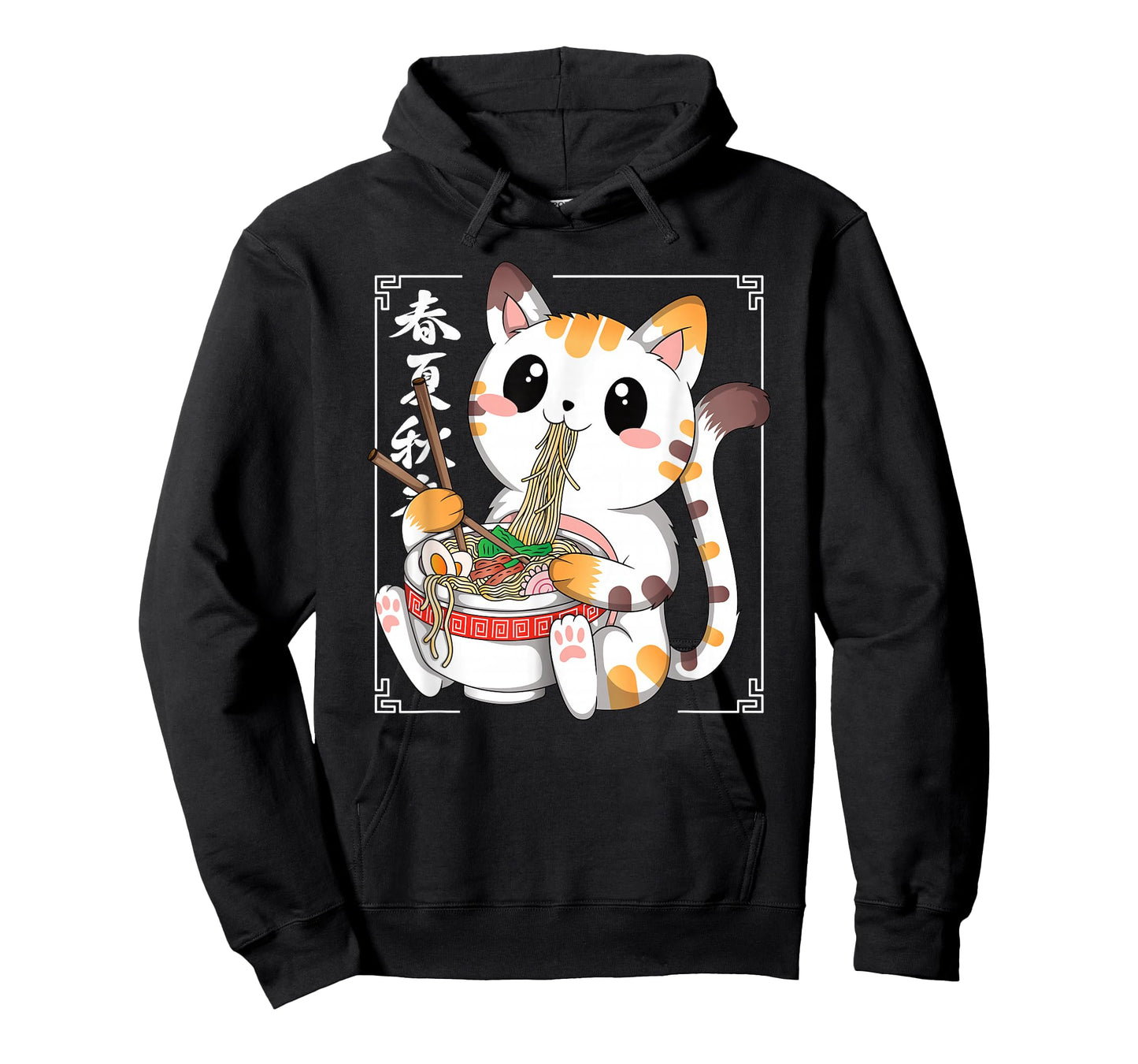 Funny Japanese Anime Cat Ramen Noodles Manga Kawaii Men Boys T-Shirt