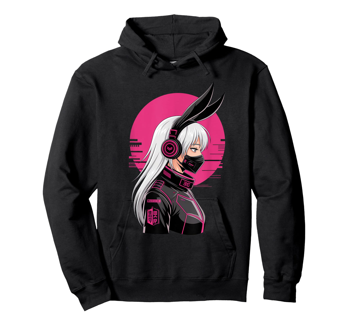 Cyberpunk Girl With Mask Sci-fi Anime Manga Cat Ears Girl T-Shirt