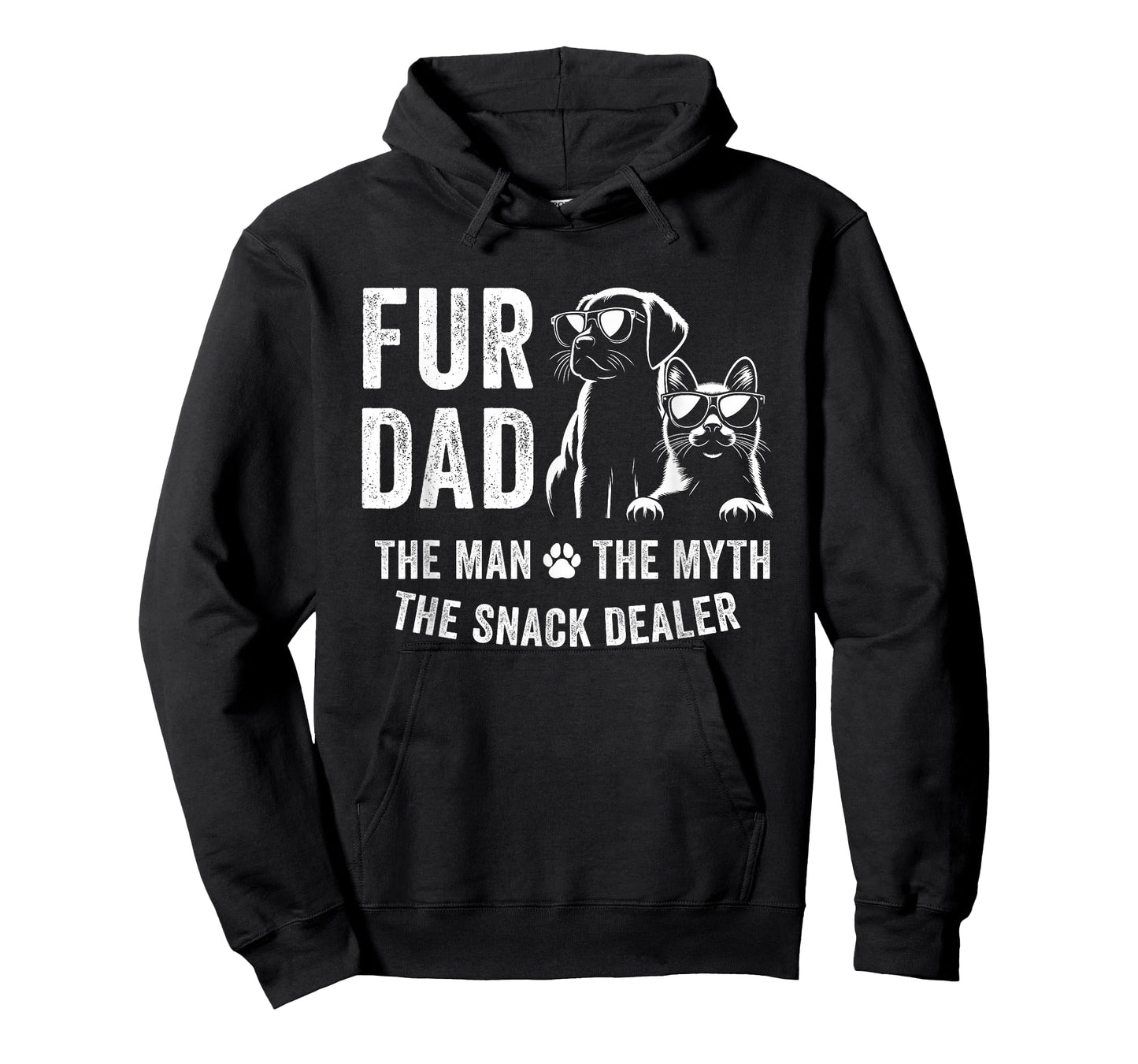 Mens Fur Dad Man Myth Snack Dealer Fathers Day Cat and Dog Dad T-Shirt
