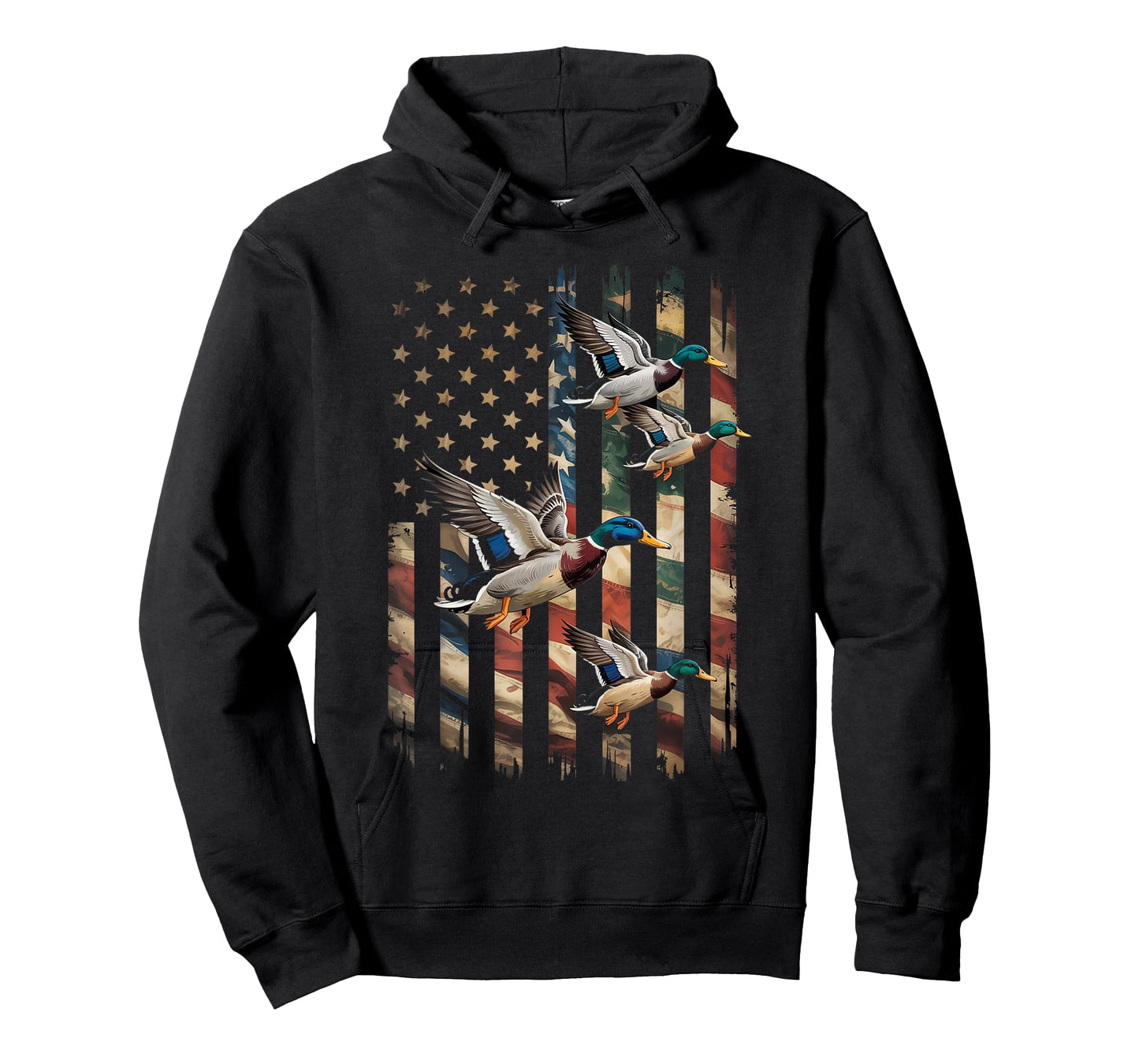 Camo Duck Hunting American Flag Waterfowl USA T-Shirt