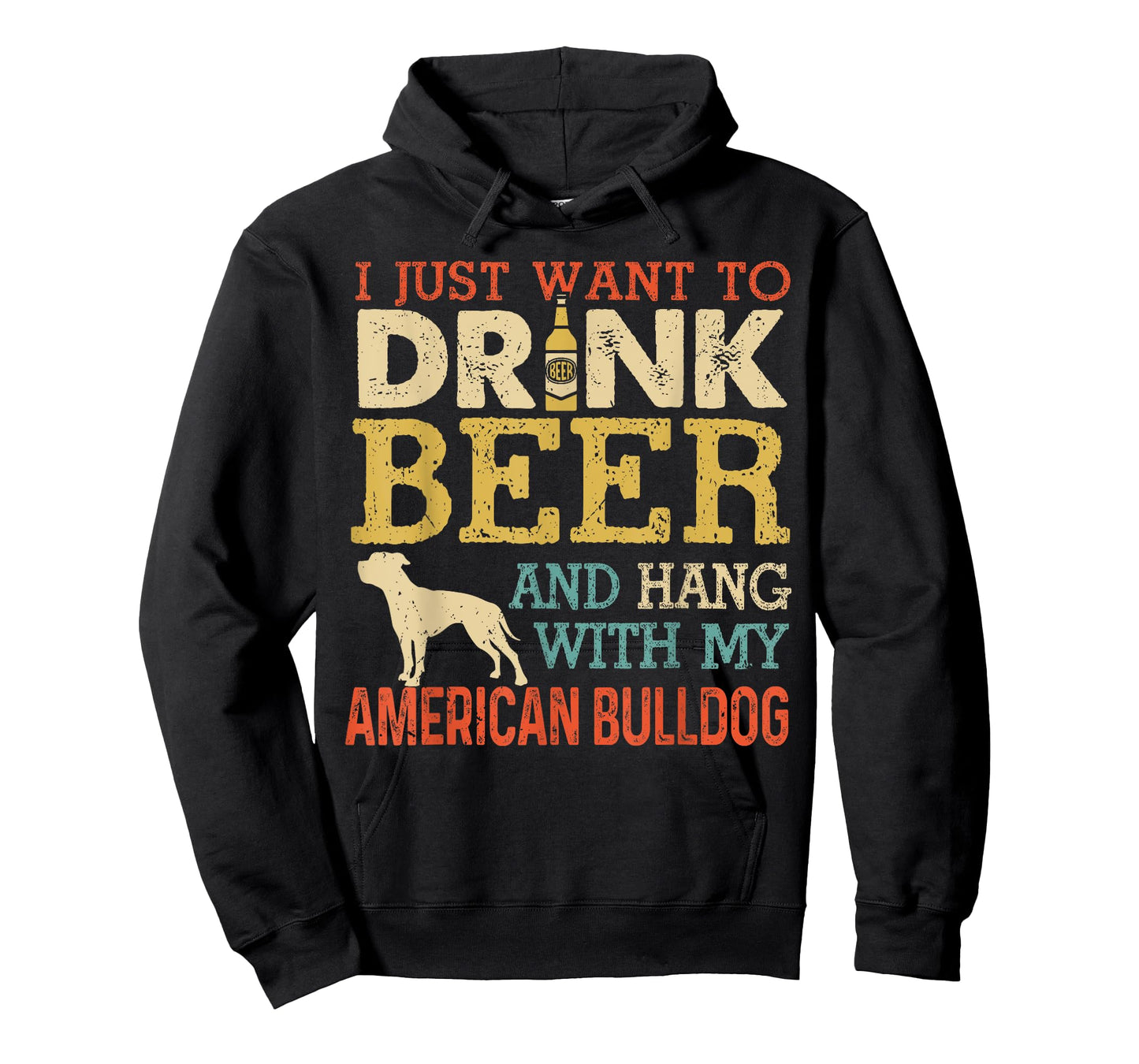 American Bulldog Dad Drink Beer Hang With Dog Funny Vintage T-Shirt