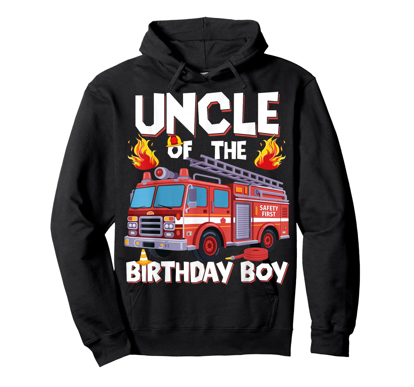 Uncle of The Birthday Boy Fire Truck Firefighter Uncle Bday T-Shirt