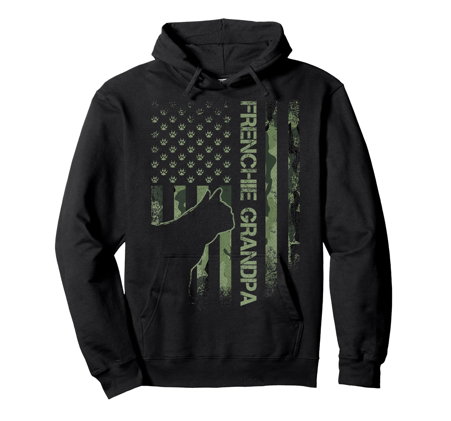 Camo Flag Proud French Bulldog Grandpa Frenchie Silhouette T-Shirt for Men Women
