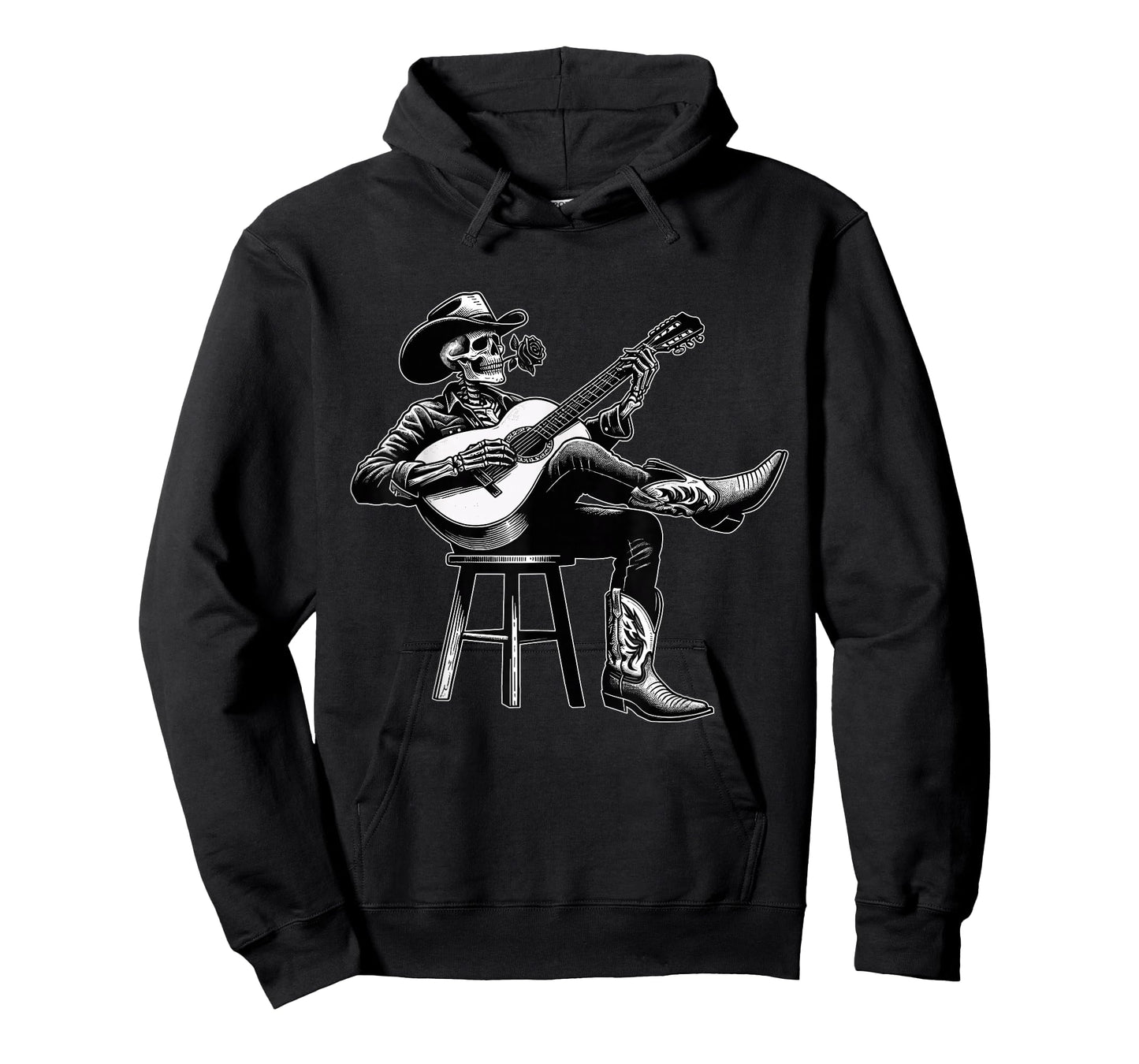 Skeleton Cowboy Rose Guitar Country Music Western Gothic T-Shirt