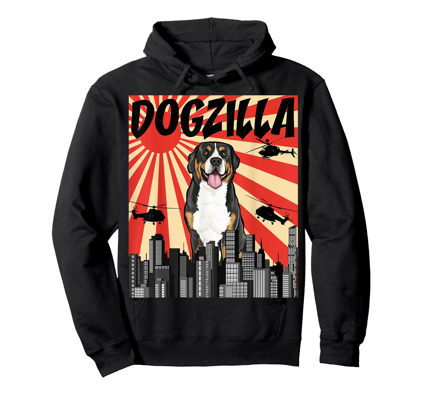 Funny Retro Japanese Dogzilla Greater Swiss Mountain Dog Men Women T-Shirt