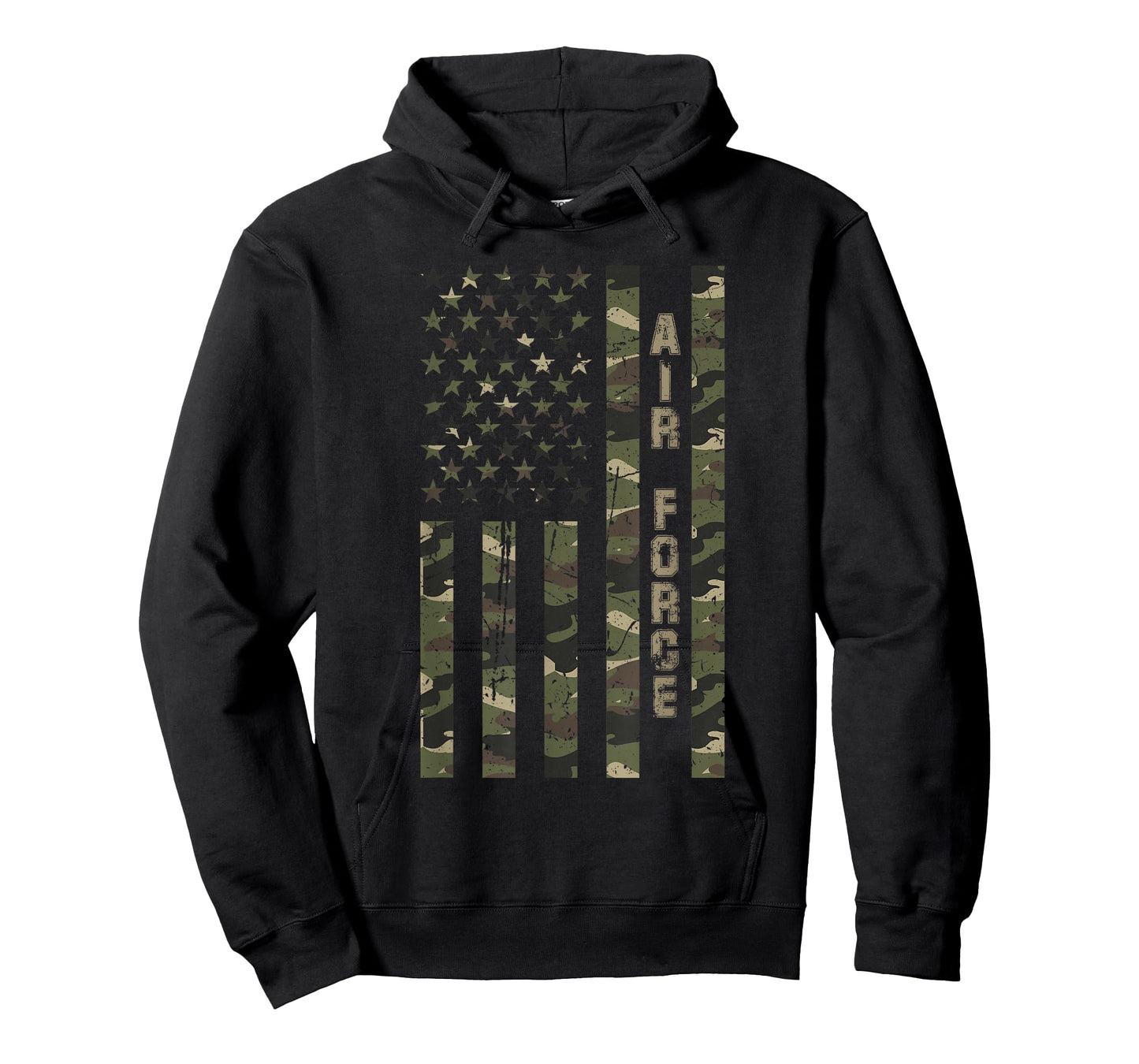 Air Force United States Distressed Camo w US Flag T-Shirt