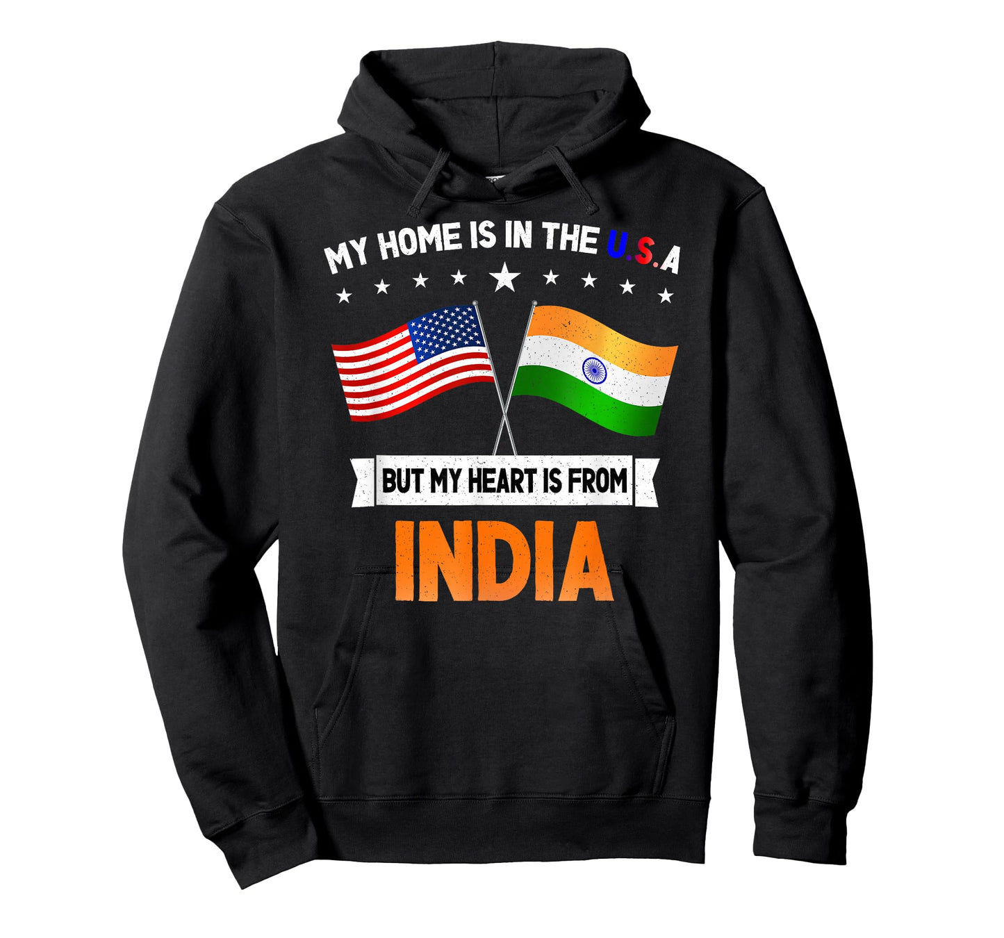 India & USA Flag for Proud People Unisex-Adults T-Shirt Black Small