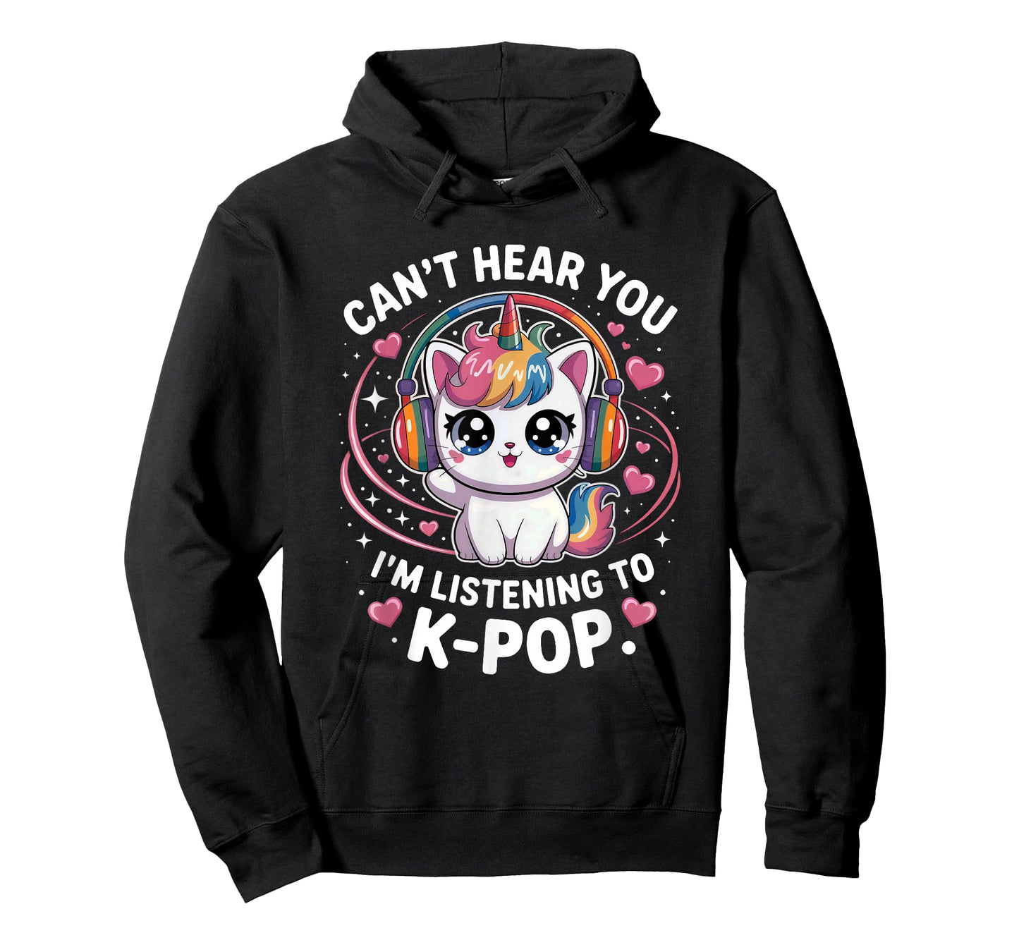Can't Hear You I'm Listening Kpop Lover Kawaii Cat Lover T-Shirt