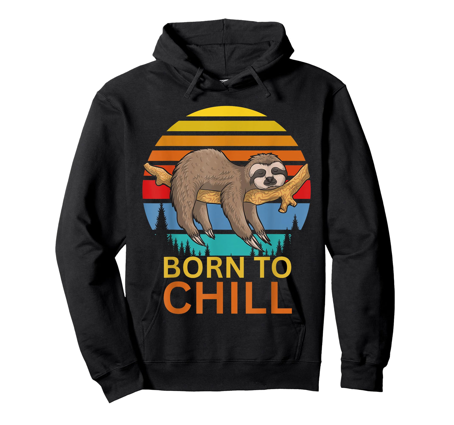 Born to Chill Sloth Retro Sunset T-Shirt – Funny Lazy Animal T-Shirt