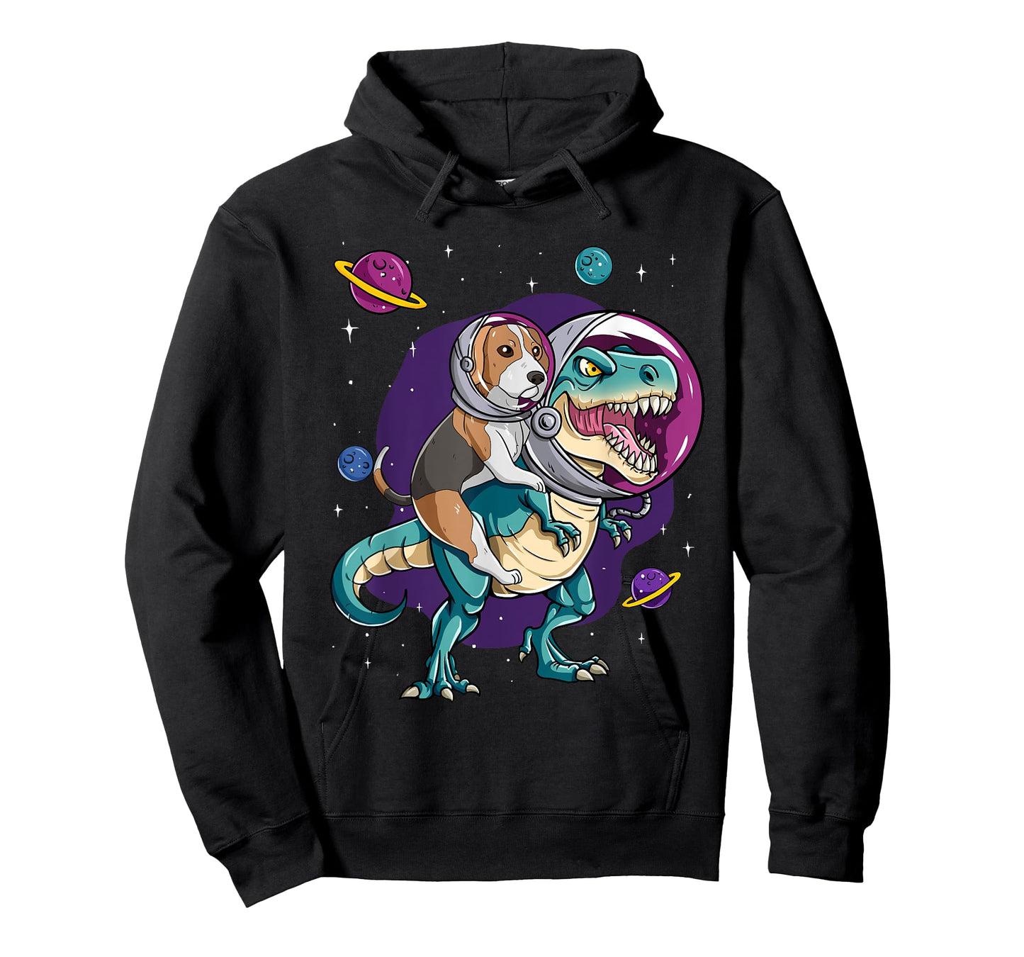 Dinosaur T Rex Space Planets Sparkles Beagle T-Shirt